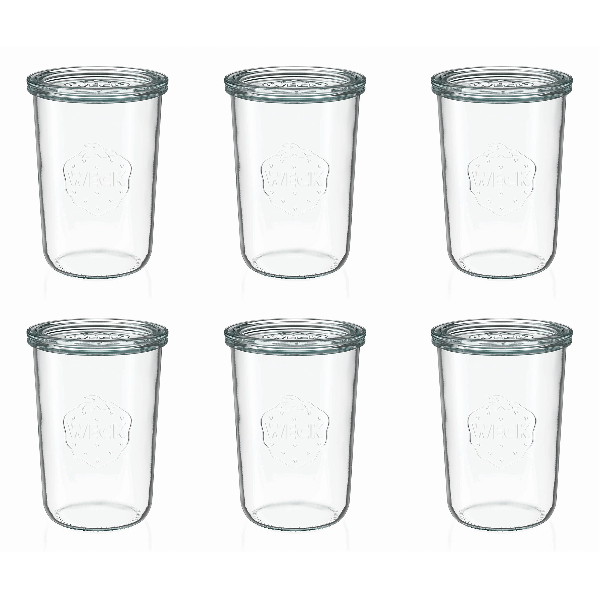 6x 850 ml WECK-stortglas met glazen deksel RR 100