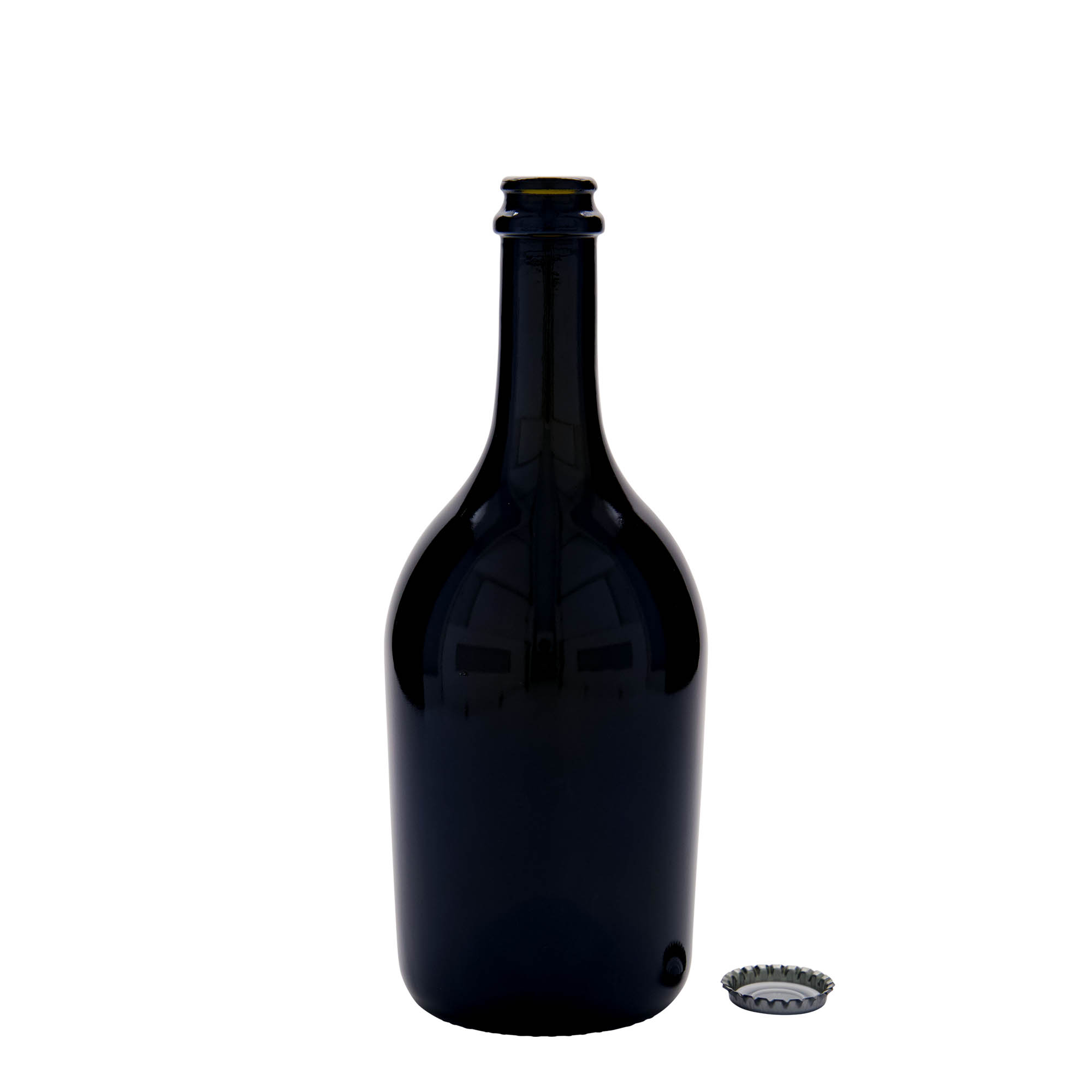 Bier-/champagnefles 'Butterfly', 750 ml, glas, antiekgroen, monding: kroonkurk Bier-/champagnefles 'Butterfly', 750 ml, glas, antiekgroen, monding: kroonkurk