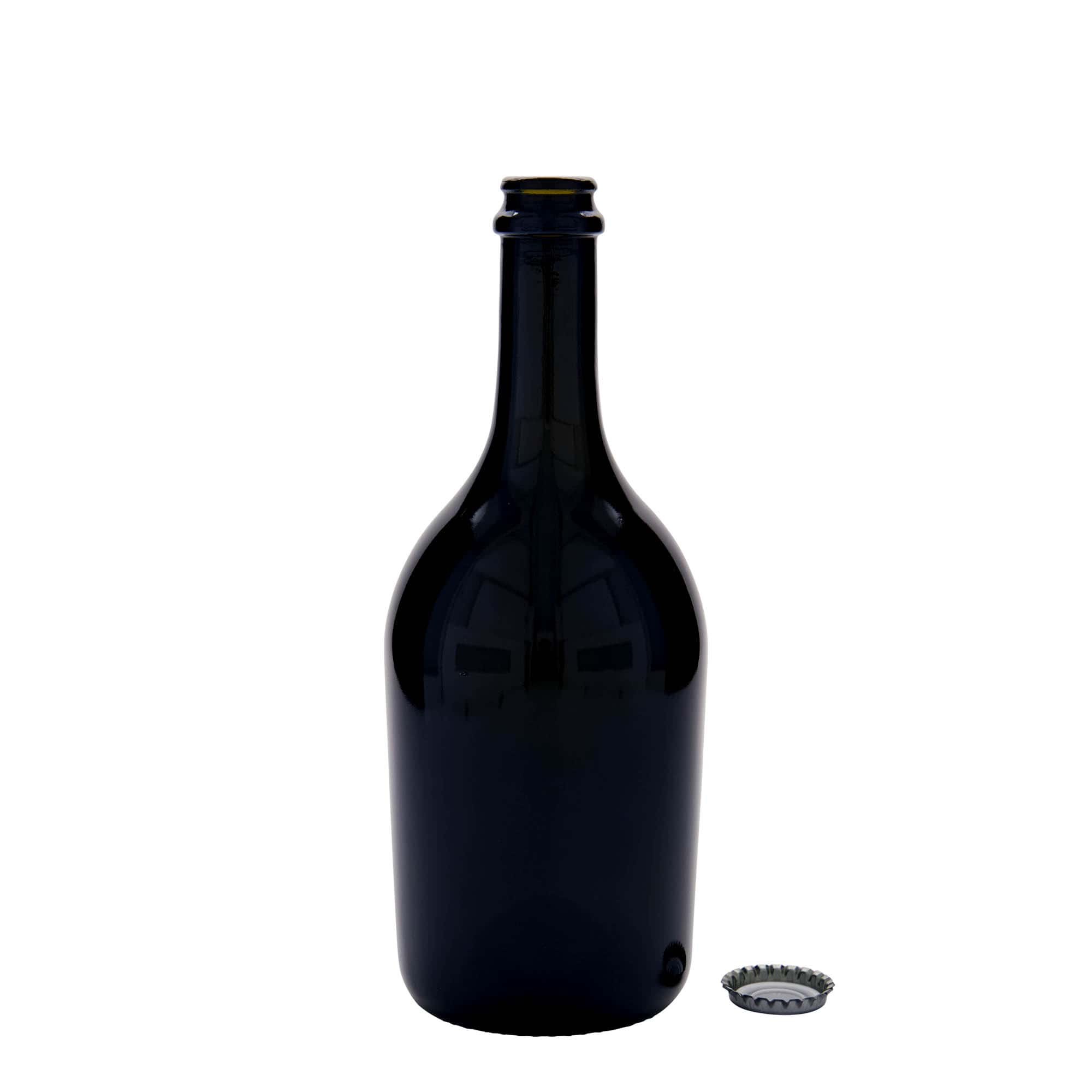 Bouteille de bière / de Champagne 750 ml « Butterfly », verre, vert antique, bouchage: capsules couronnes