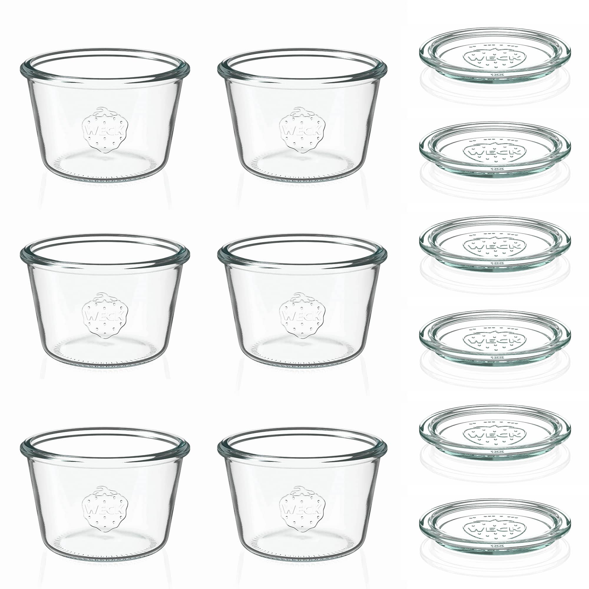 6x 370 ml bocal WECK à renversement avec couvercle en verre RR 100