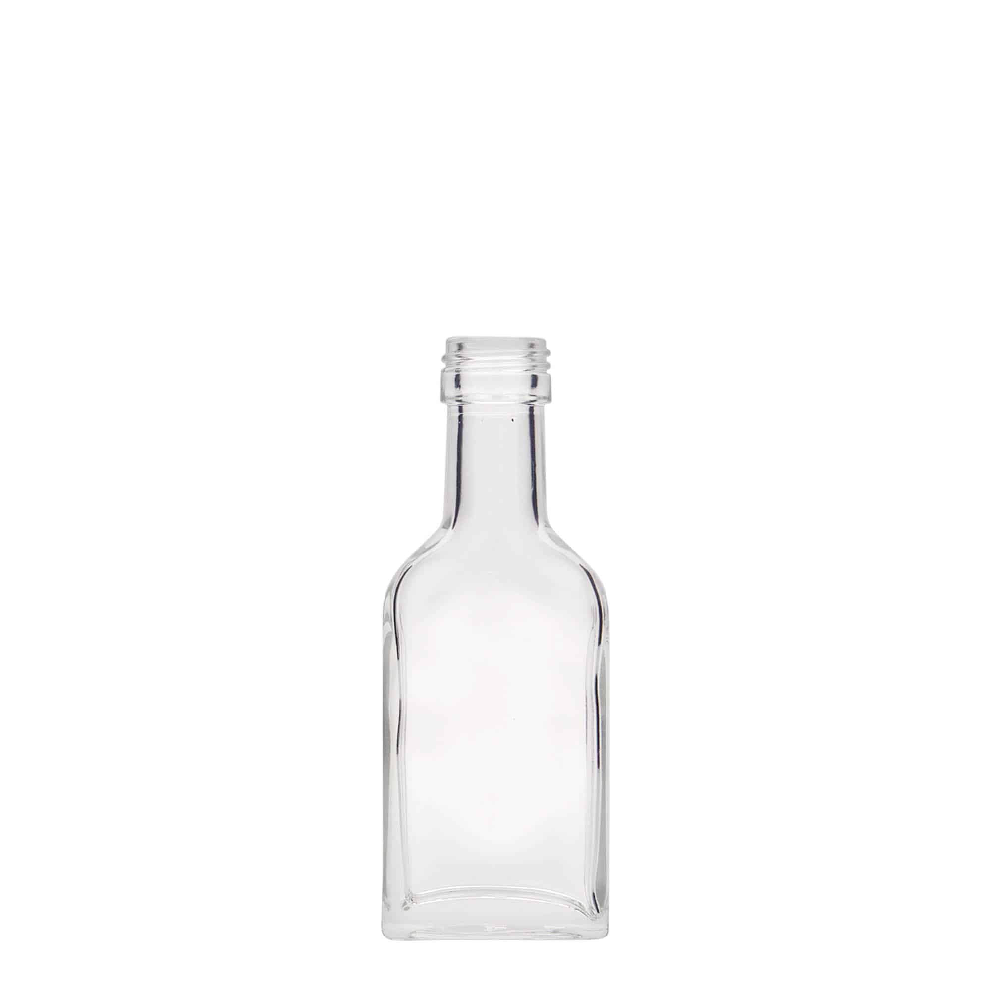 Zakflacon met lange hals, 40 ml, rechthoekig, glas, monding: PP 22 Zakflacon met lange hals, 40 ml, rechthoekig, glas, monding: PP 22