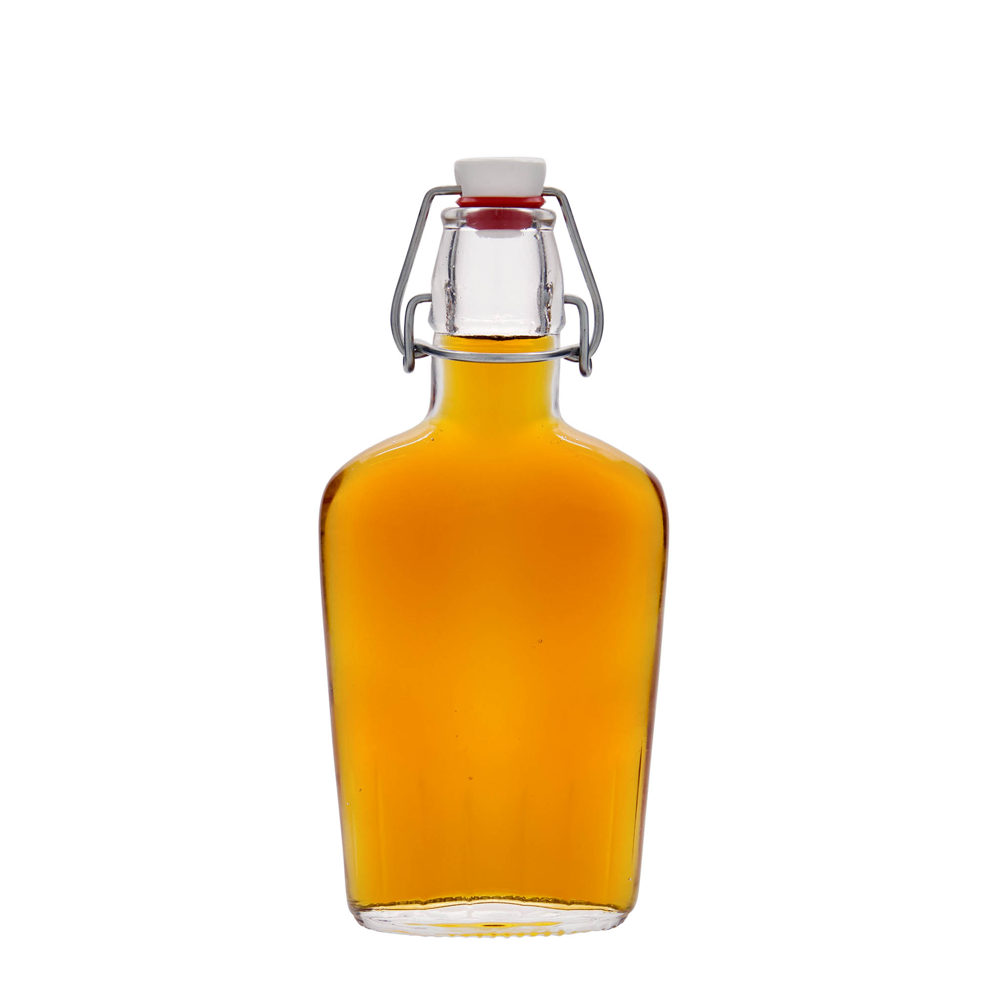 Glazen fles 'Fiaschetta', 250 ml, ovaal, monding: beugelsluiting Glazen fles 'Fiaschetta', 250 ml, ovaal, monding: beugelsluiting