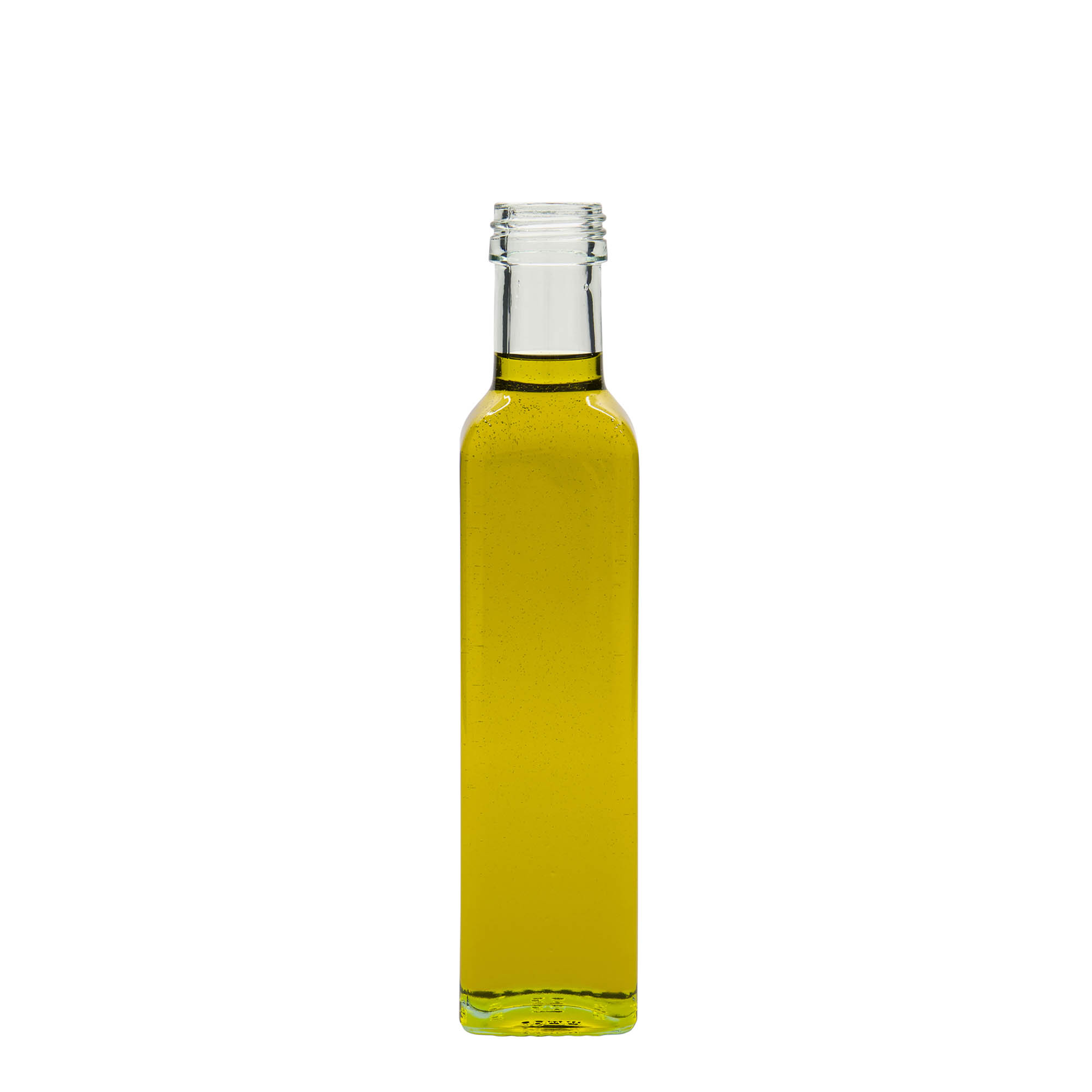 Bouteille en verre 250 ml 'Marasca', carrée, bouchage: PP 31,5 Bouteille en verre 250 ml 'Marasca', carrée, bouchage: PP 31,5