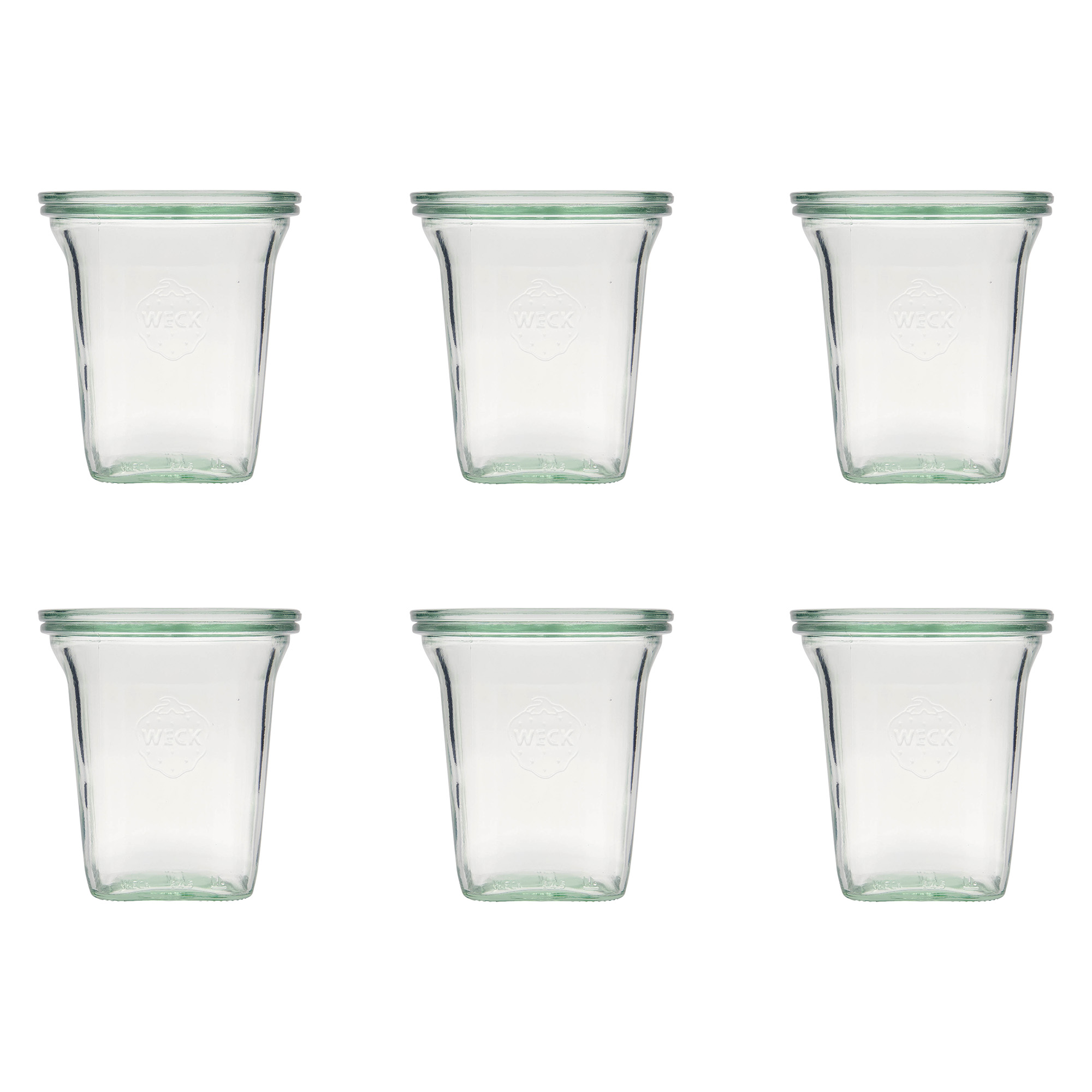 6x 545 ml WECK-Quadroglas met glazen deksel RR 100