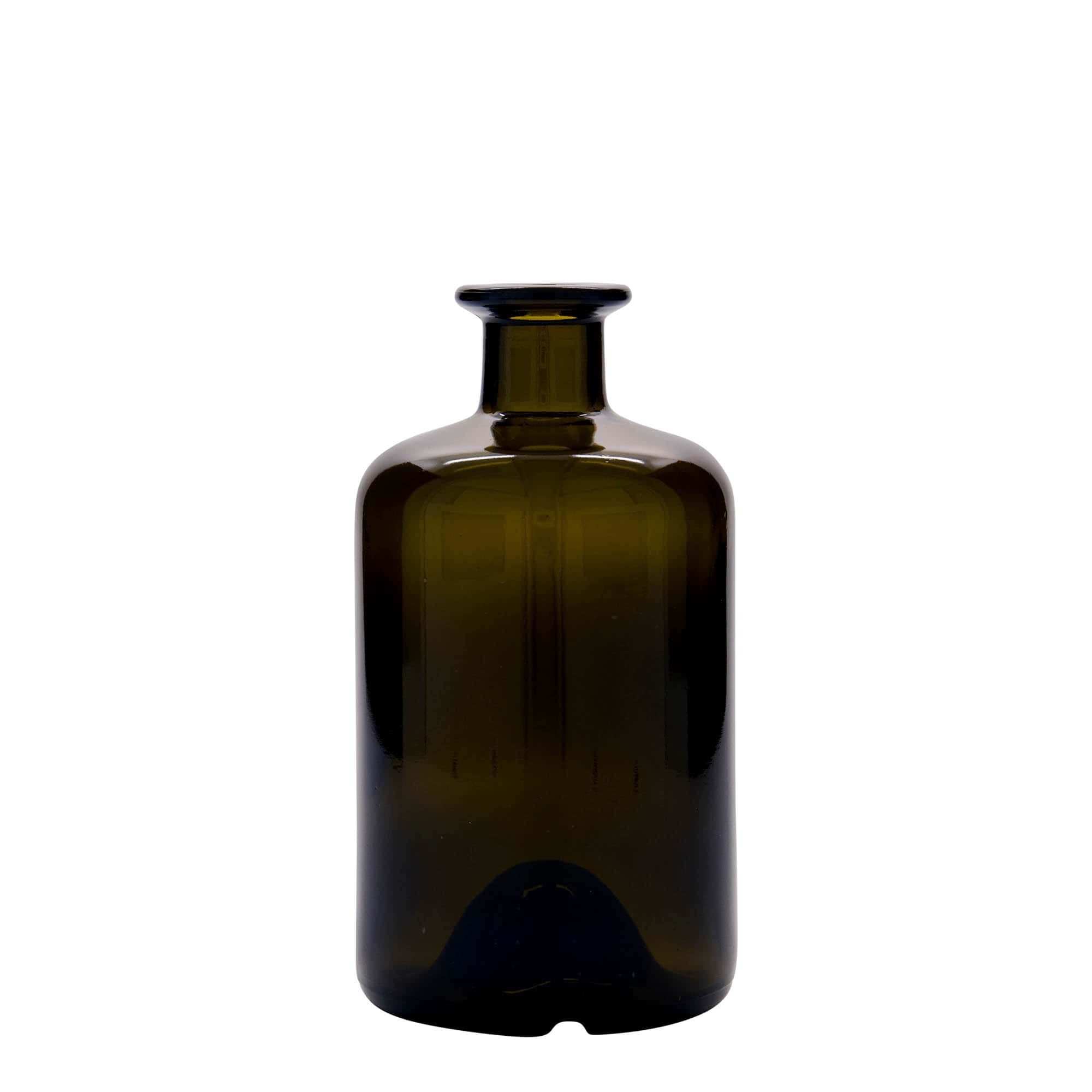 Glazen fles Apotheker, 500 ml, antiekgroen, monding: kurk