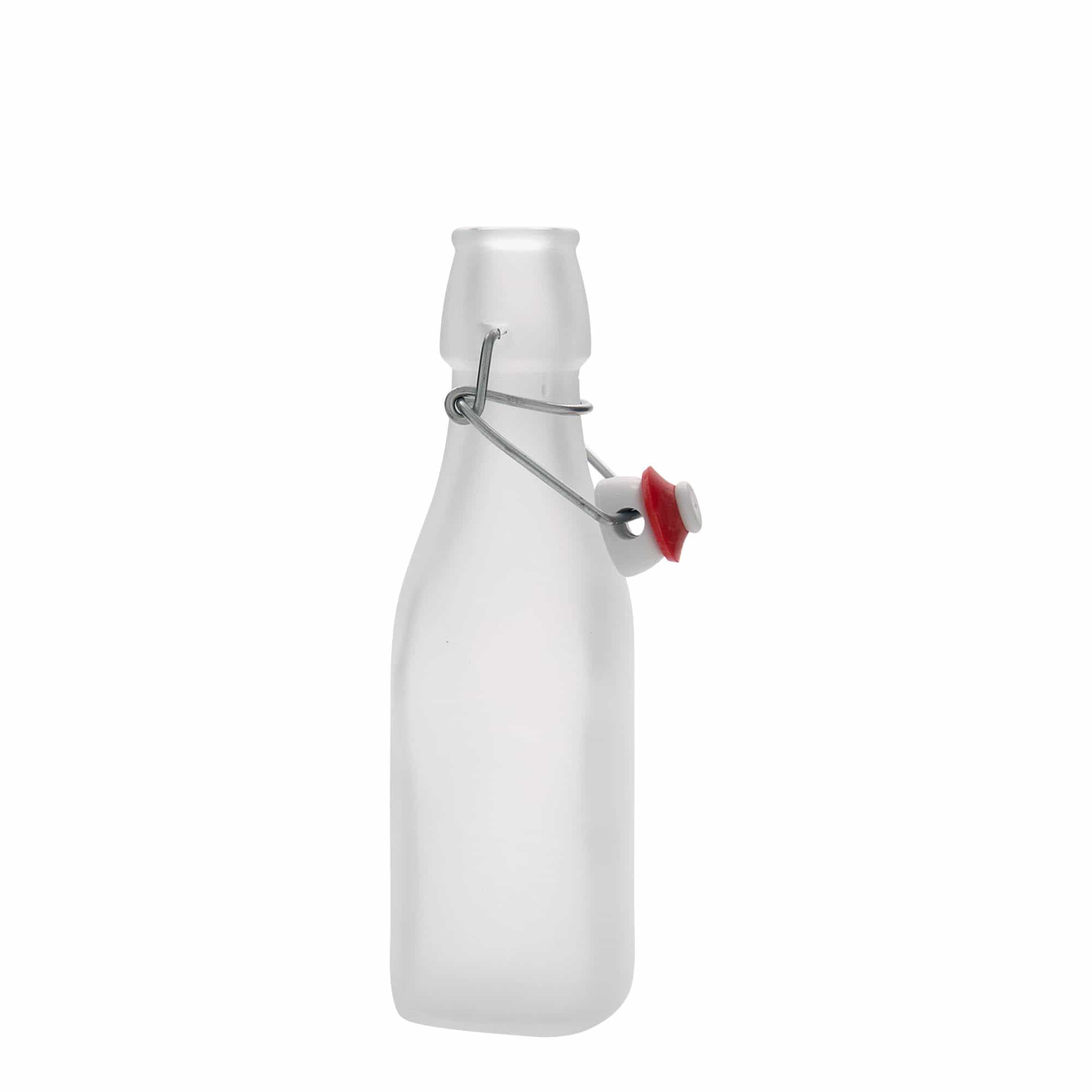 Glazen fles 'Swing', 250 ml, vierkant, wit, monding: beugelsluiting