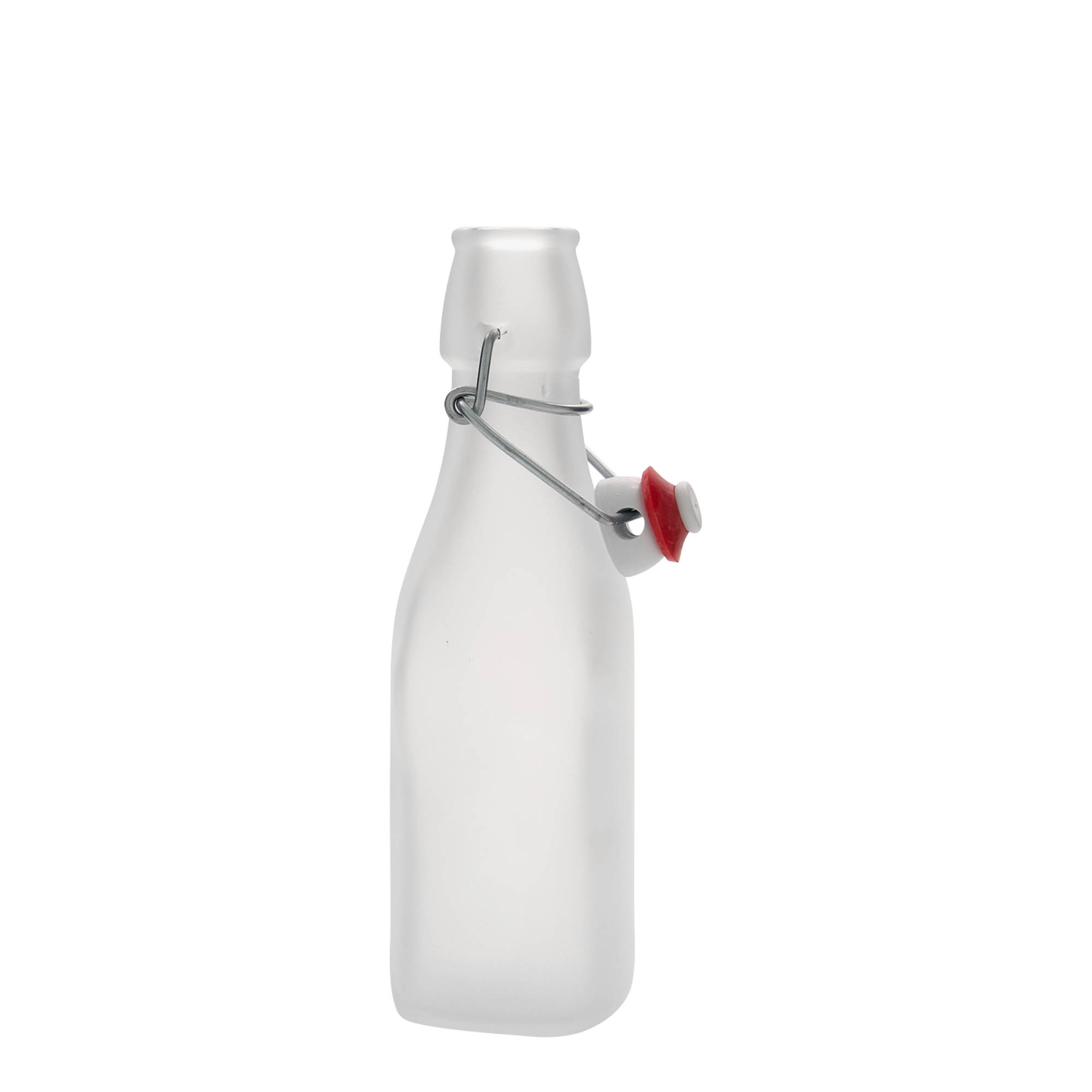Bouteille en verre 250 ml « Swing », carrée, blanche, bouchage: bouchon mécanique