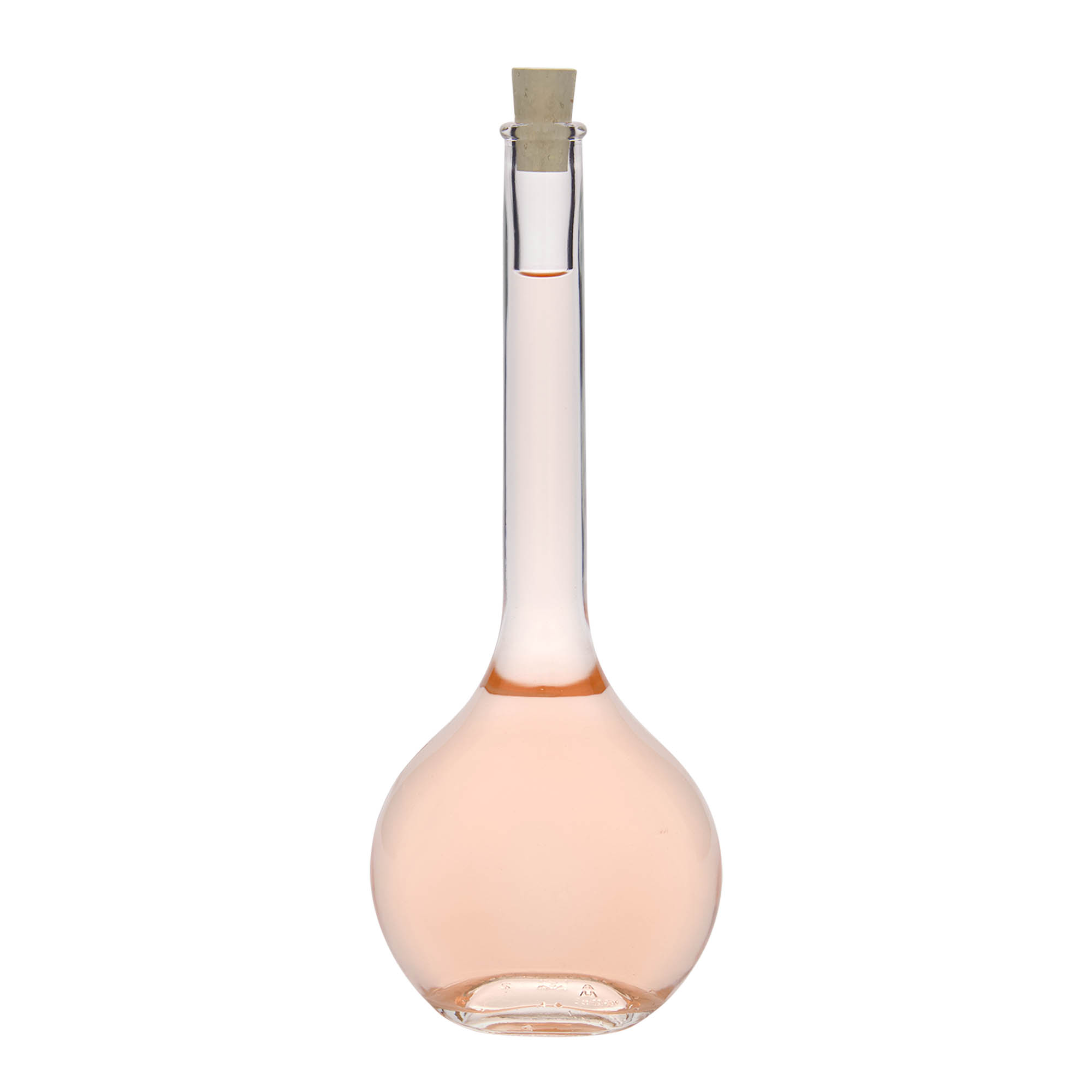 Glazen fles 'Contessa', 500 ml, ovaal, monding: kurk Glazen fles 'Contessa', 500 ml, ovaal, monding: kurk