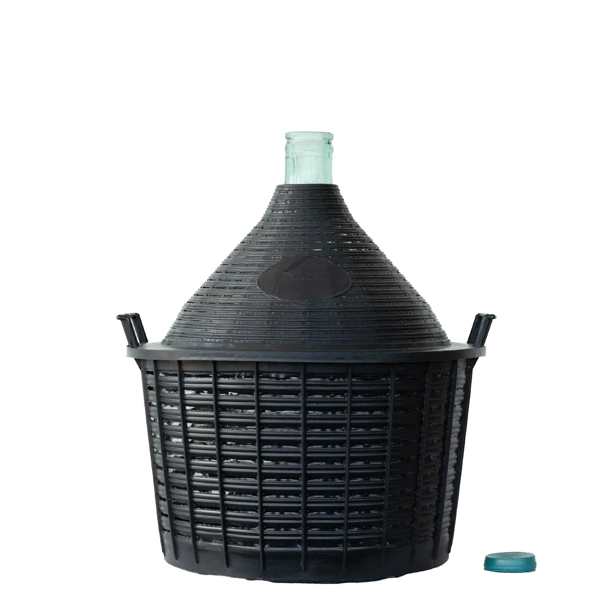 Dame-jeanne 25 l à col étroit, verre, bouchage: couvercle cloche