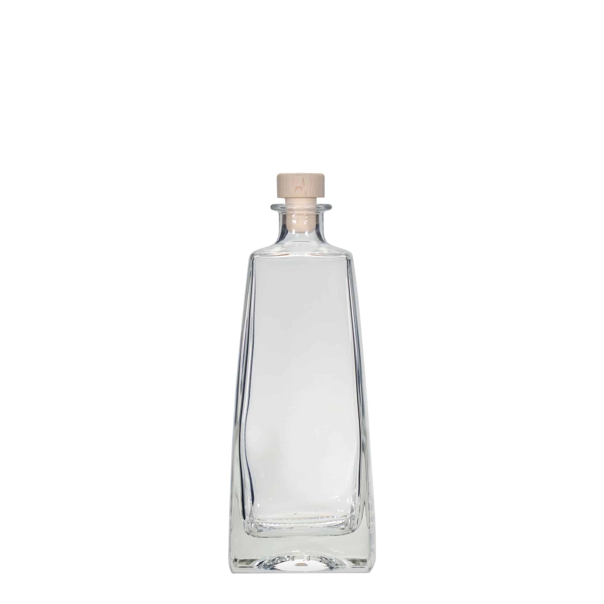 Glazen fles 'Timmy', 700 ml, rechthoekig, monding: kurk