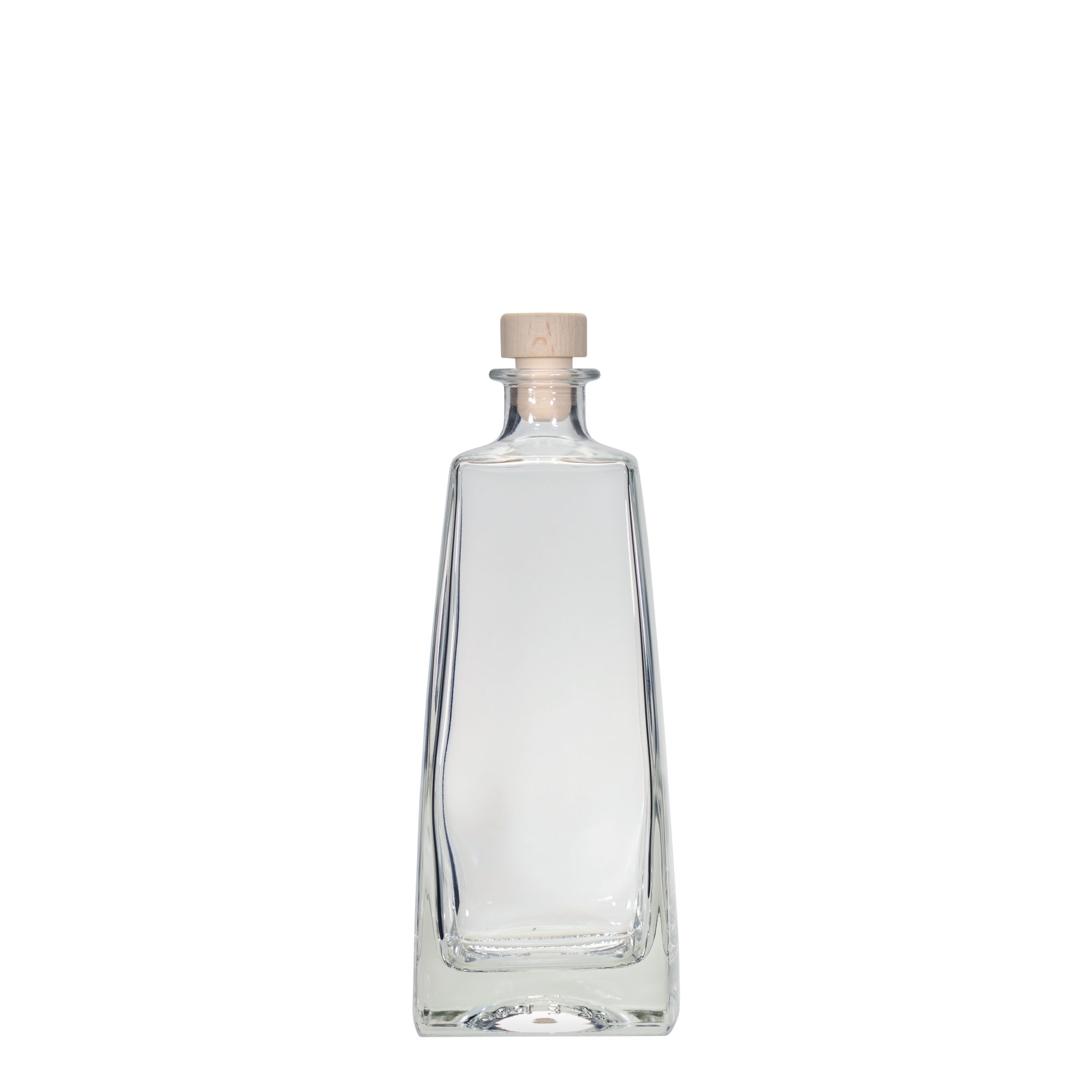Glazen fles 'Timmy', 700 ml, rechthoekig, monding: kurk