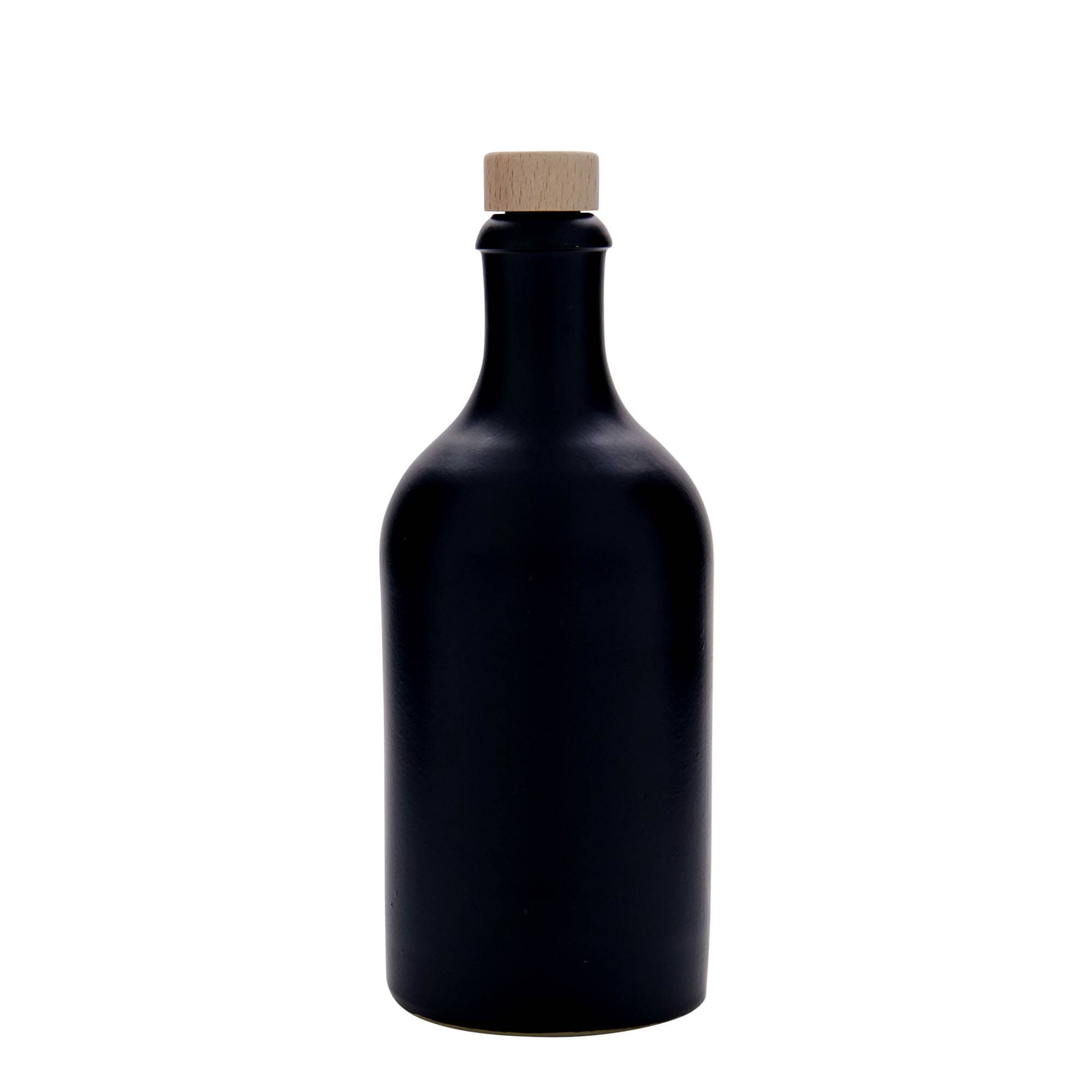 Chope en terre cuite 500 ml, grès, noir, bouchage: bouchon