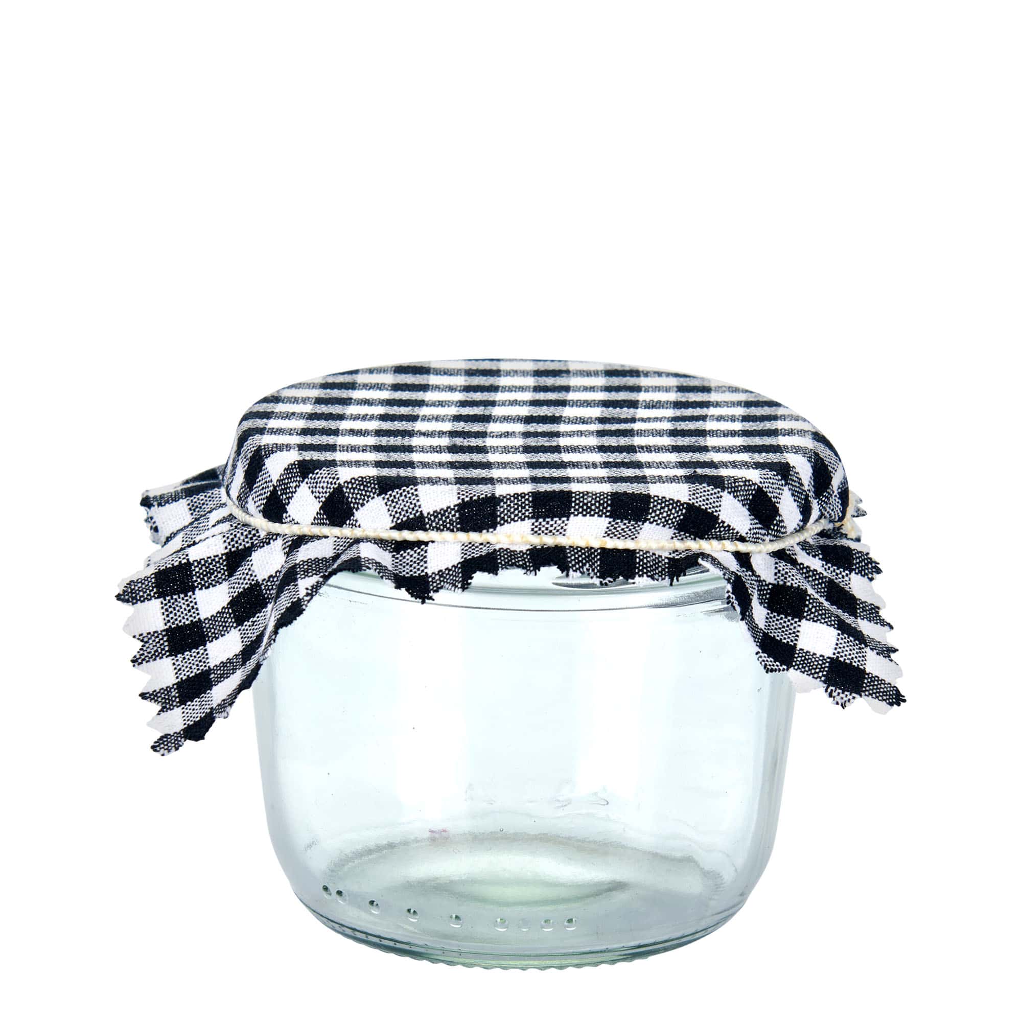 Stoffen lapje voor potten, geruit, 12x12, vierkant, textiel, zwart, monding: TO38-TO53