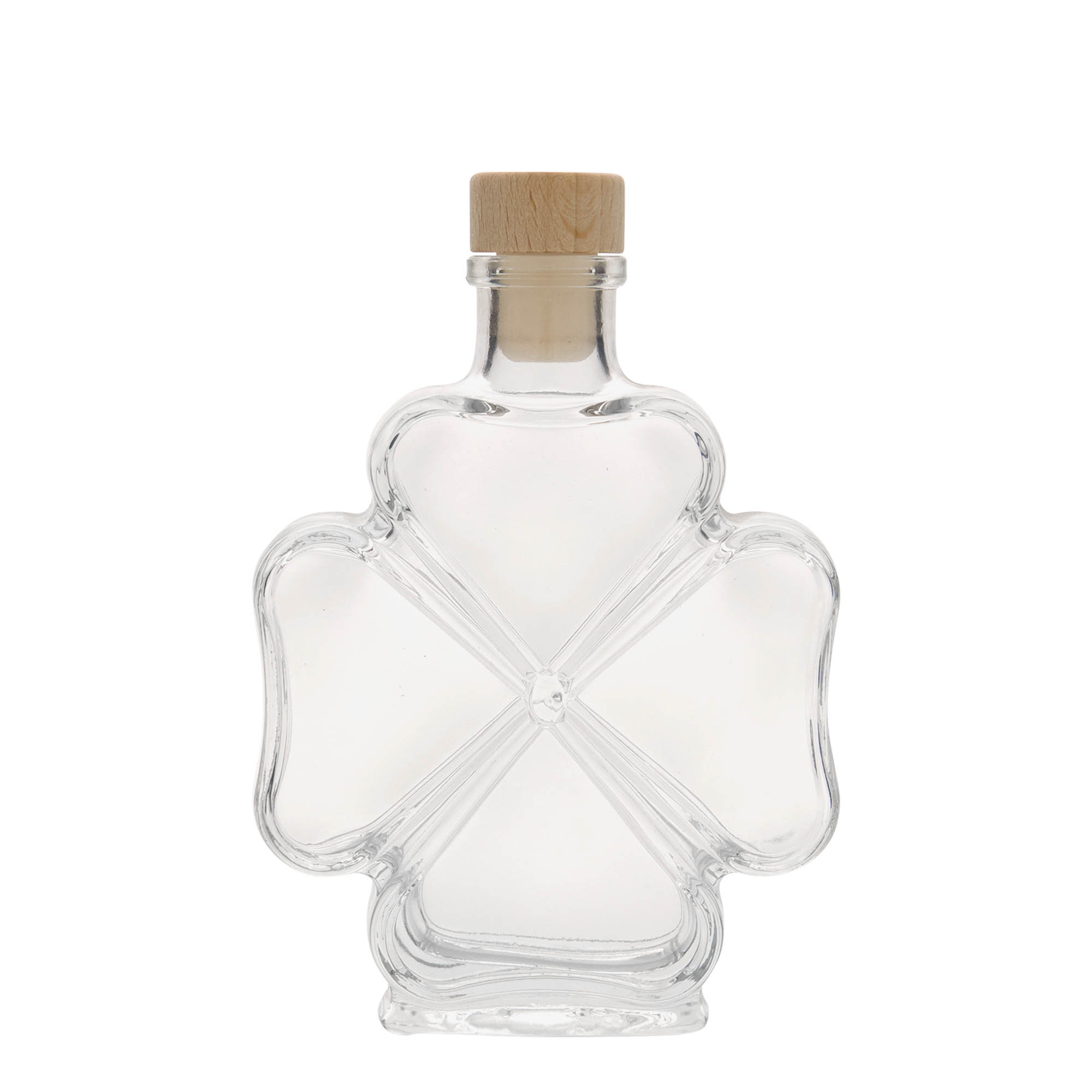 Glazen fles 'Kleeblatt', 200 ml, monding: kurk Glazen fles 'Kleeblatt', 200 ml, monding: kurk