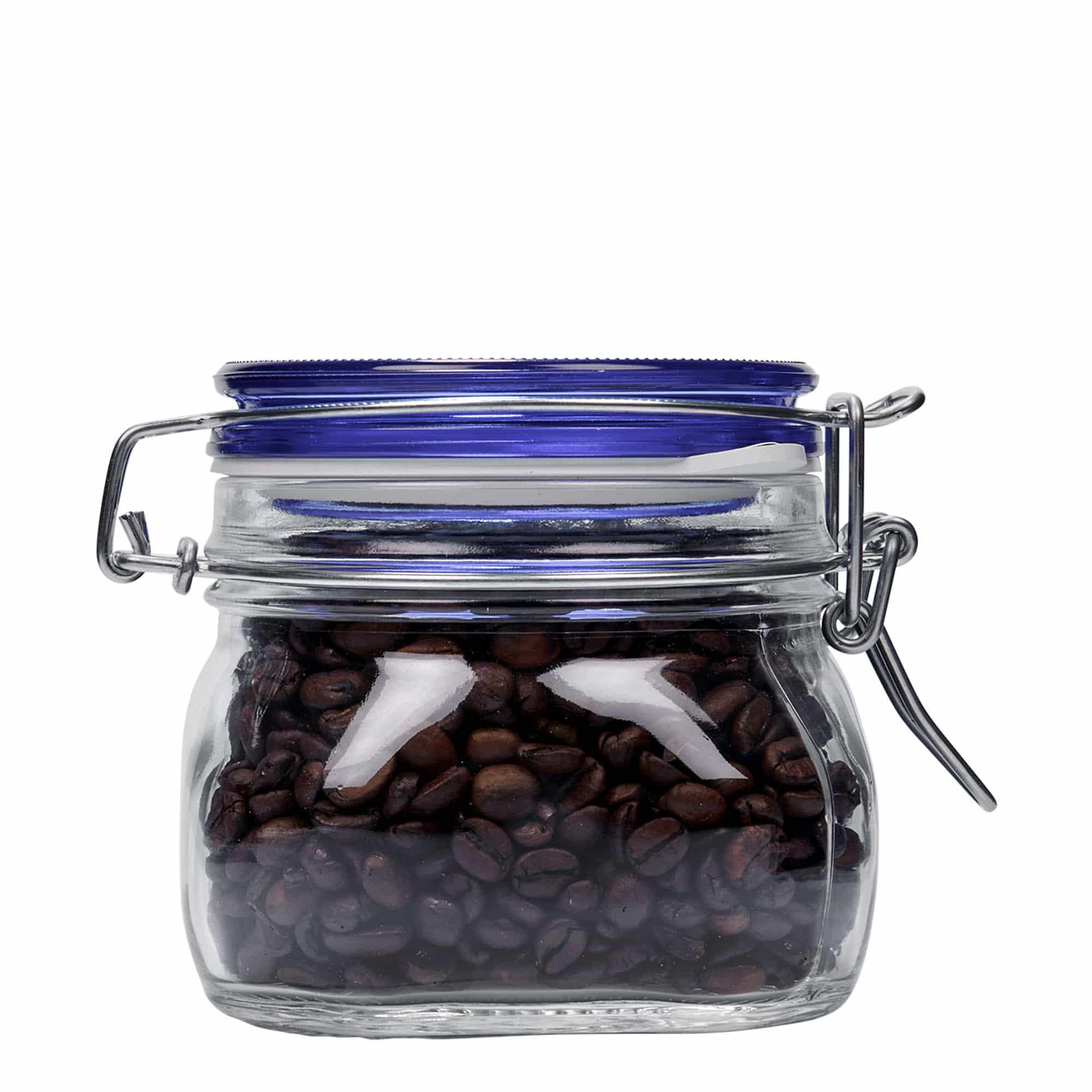 Bocal à fermeture mécanique 500 ml 'Fido' Blue Top, carré, bouchage: bouchon mécanique