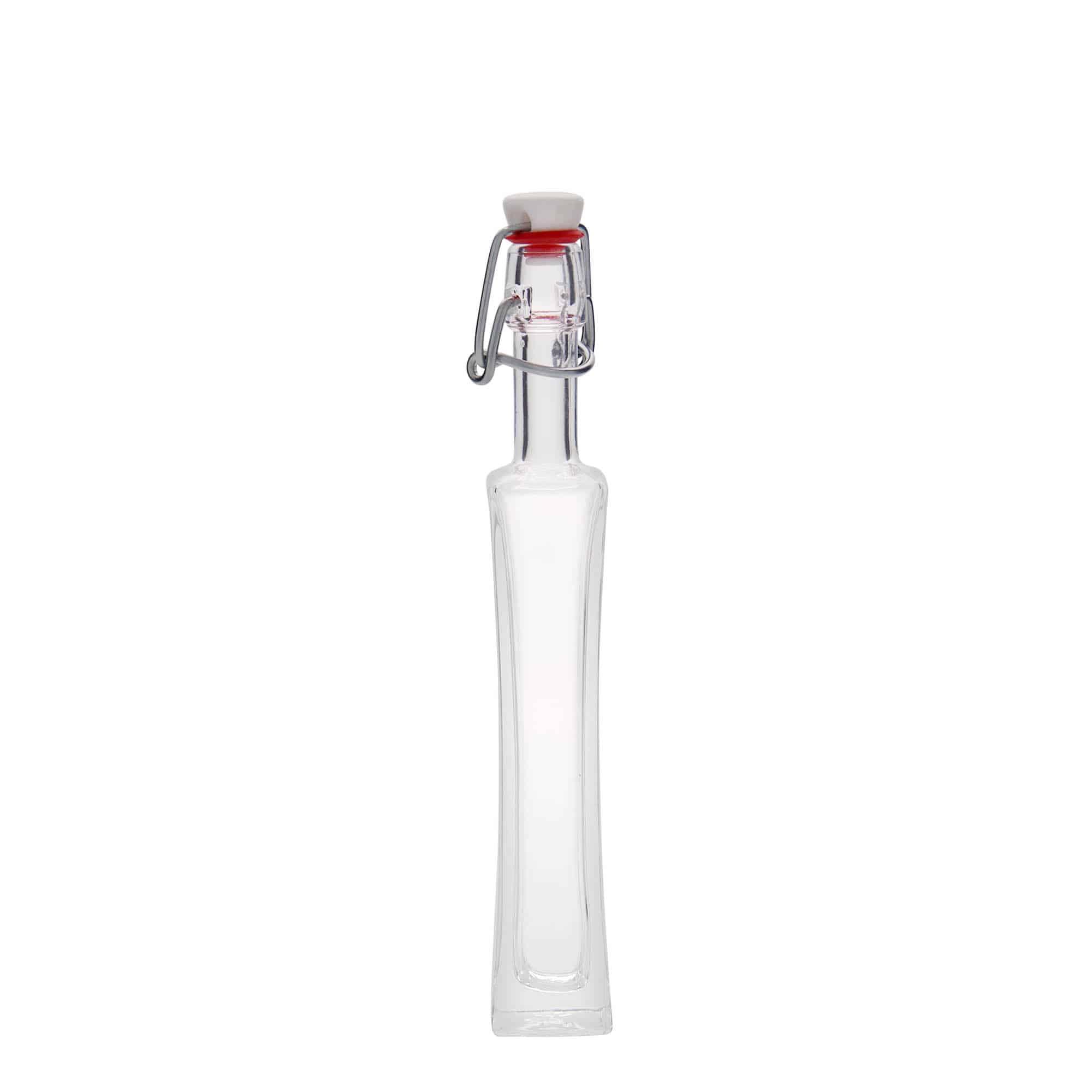 Glazen fles 'Koko', 40 ml, vierkant, monding: beugelsluiting