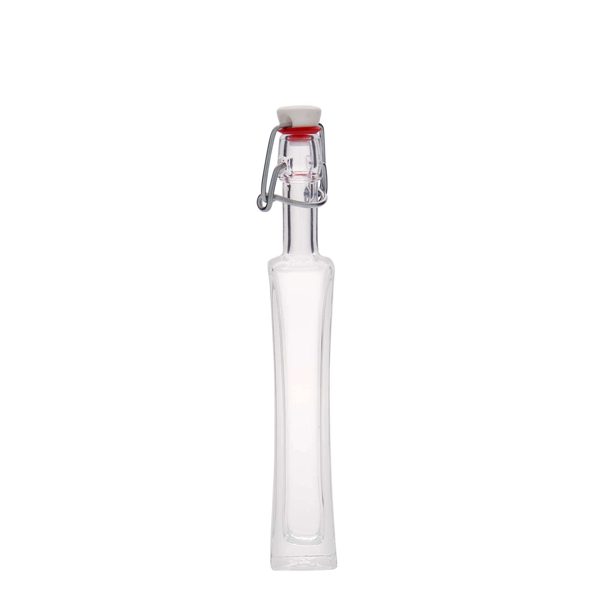Glazen fles 'Koko', 40 ml, vierkant, monding: beugelsluiting
