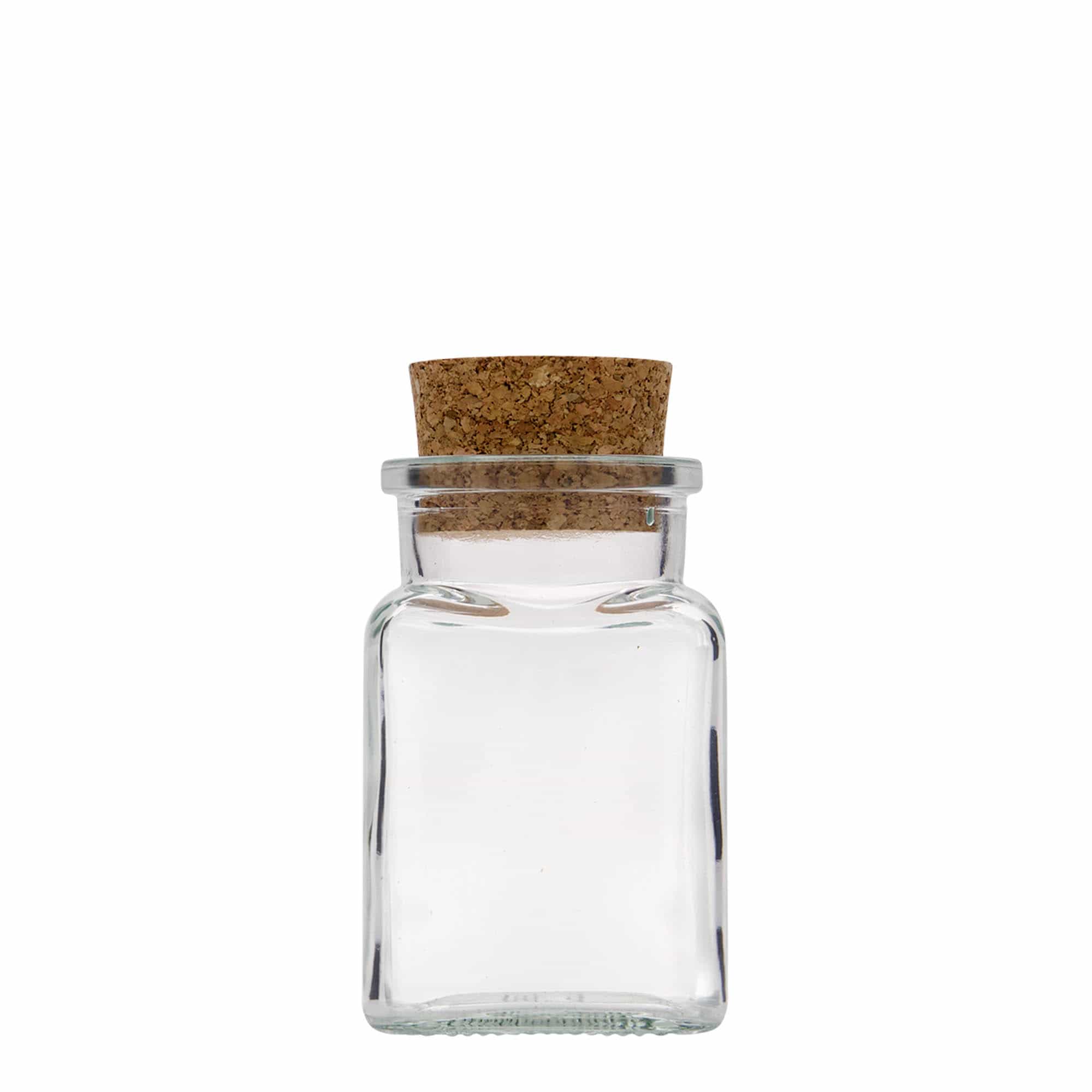 Bocal avec bouchon liège 150 ml, carré, bouchage: bouchon