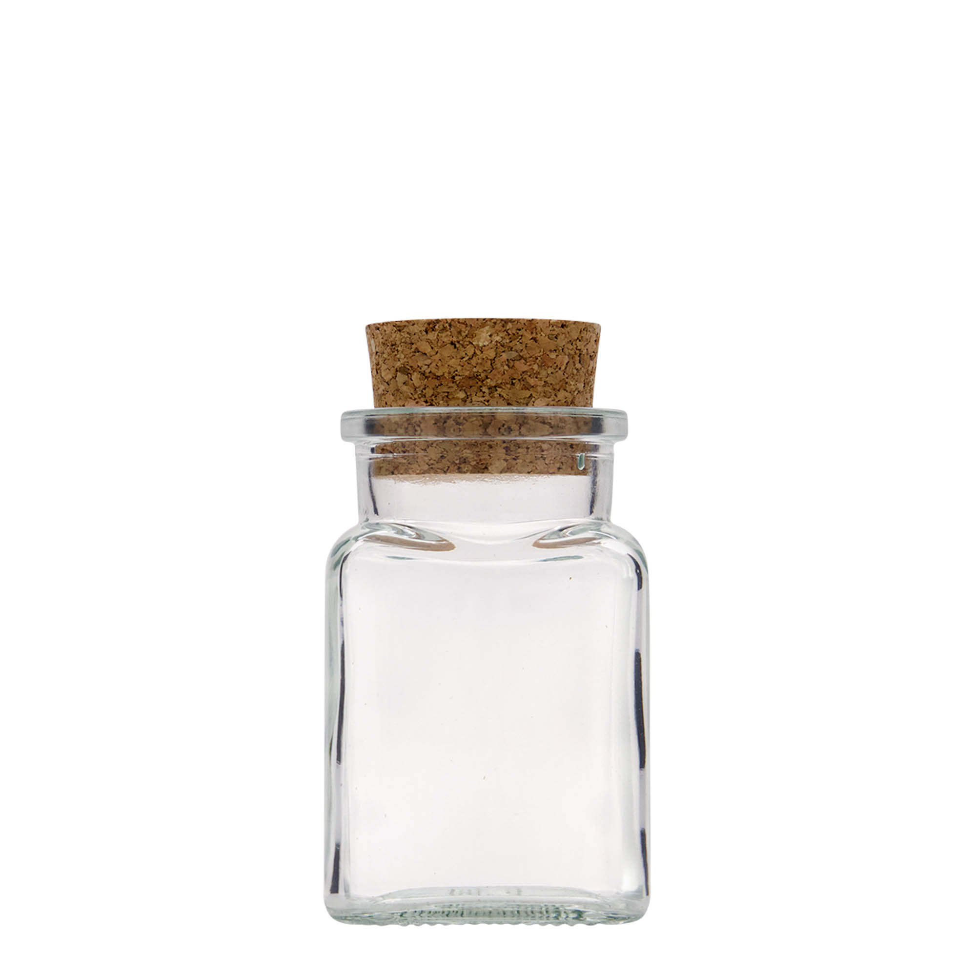 Bocal avec bouchon liège 150 ml, carré, bouchage: bouchon