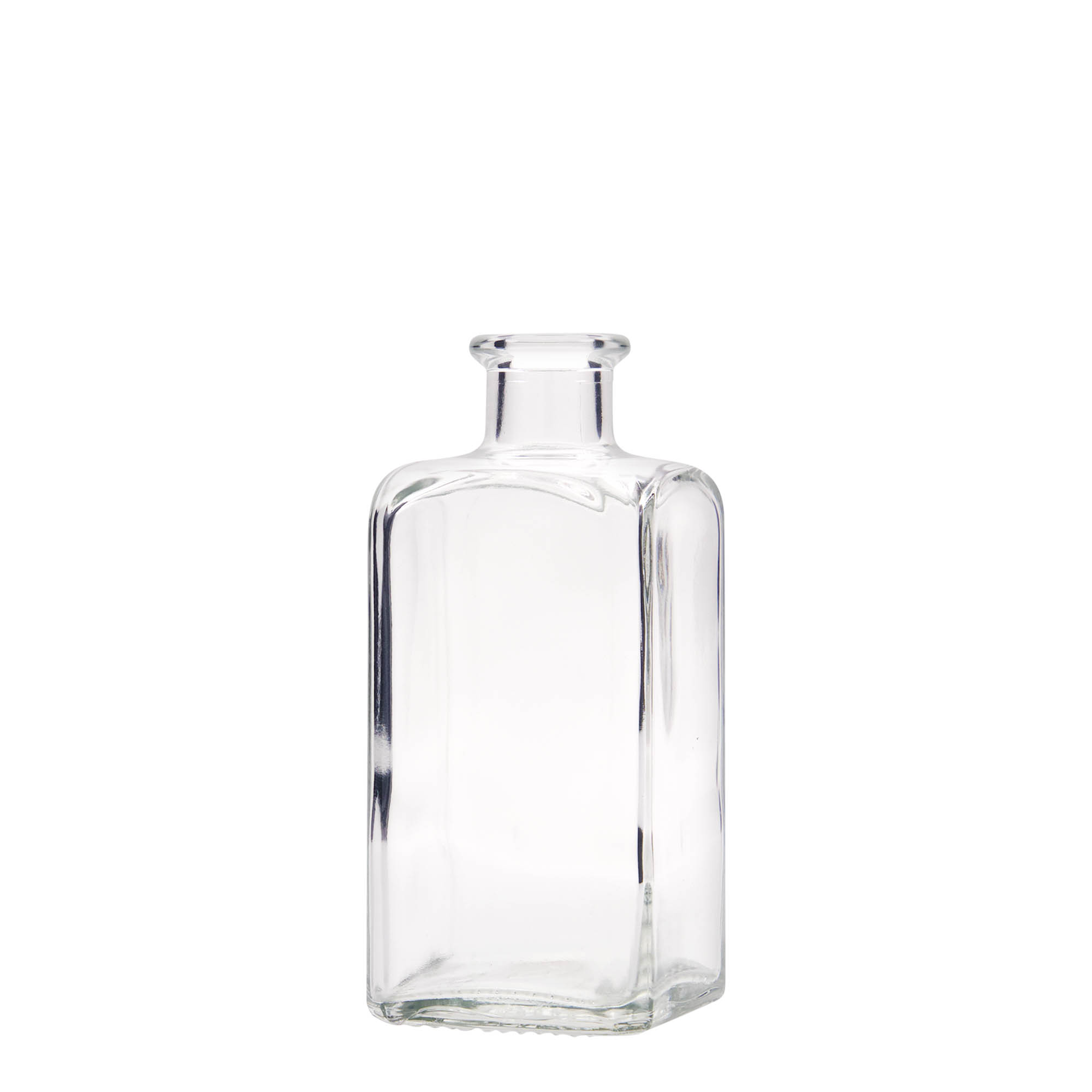 Bouteille en verre apothicaire « Carré », carrée 250 ml, bouchage: bouchon