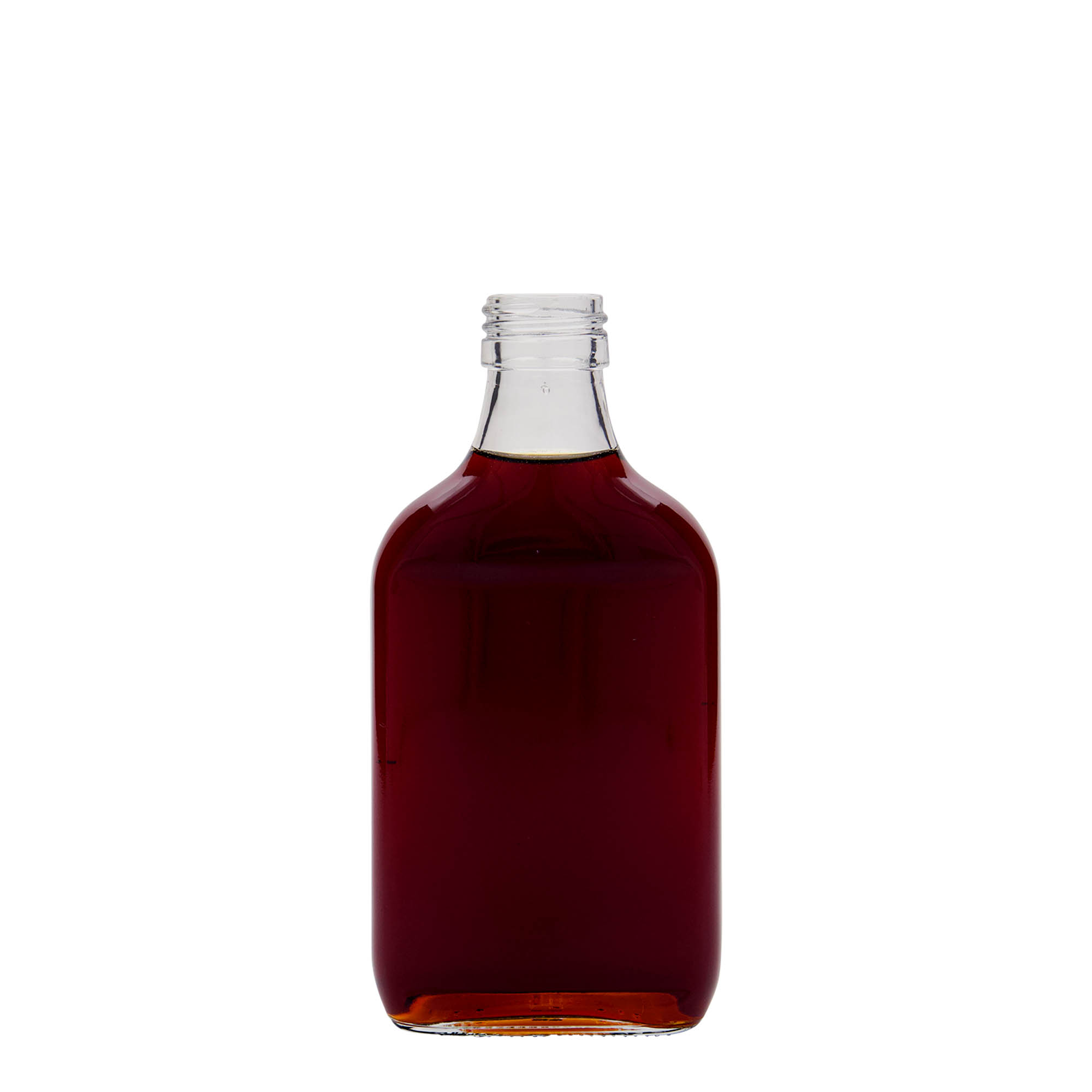 Zakflacon, 200 ml, rechthoekig, glas, monding: PP 28 Zakflacon, 200 ml, rechthoekig, glas, monding: PP 28