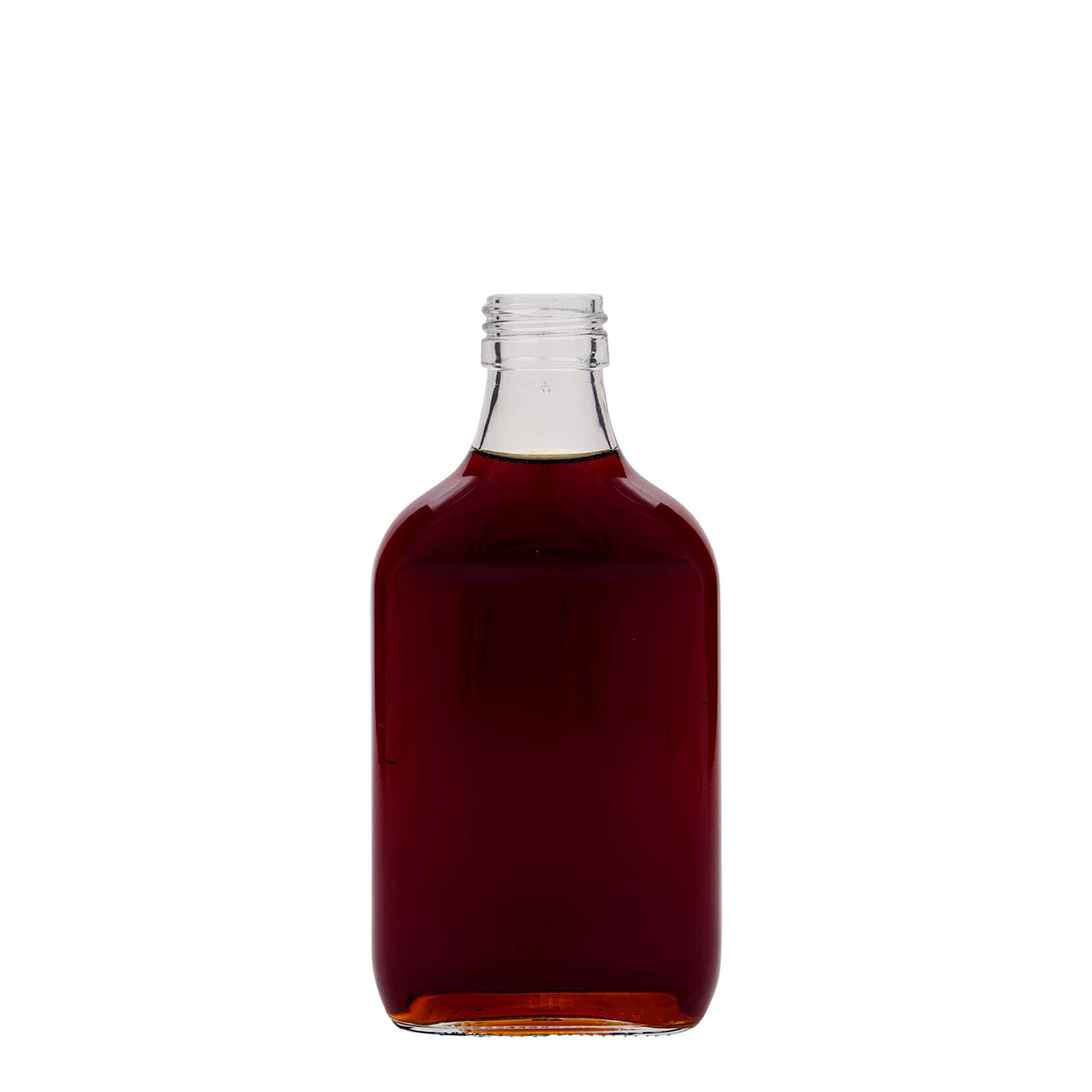 Flasque 200 ml, rectangulaire, verre, bouchage: PP 28 Flasque 200 ml, rectangulaire, verre, bouchage: PP 28
