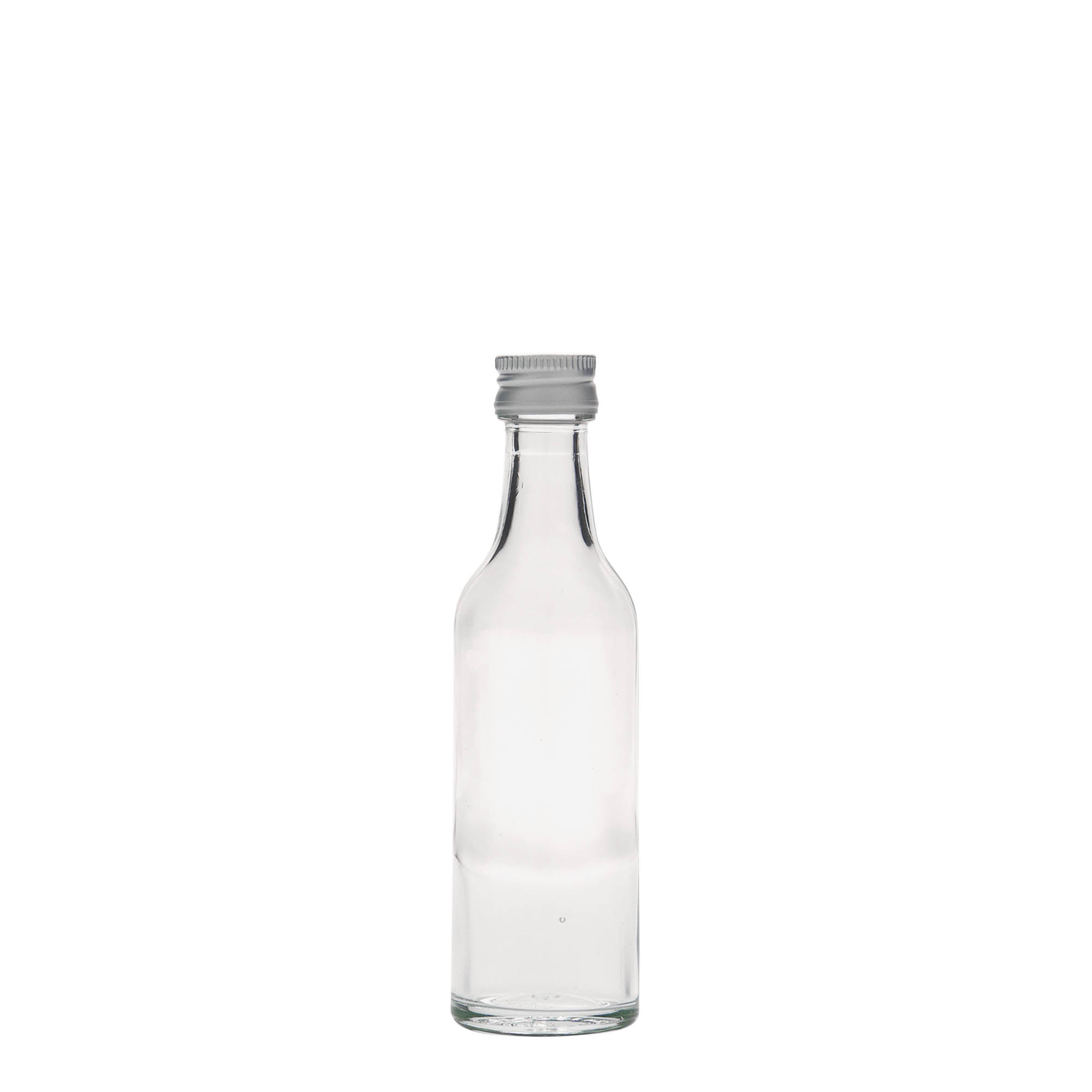 Bouteille en verre col droit 50 ml, bouchage: PP 18 Bouteille en verre col droit 50 ml, bouchage: PP 18