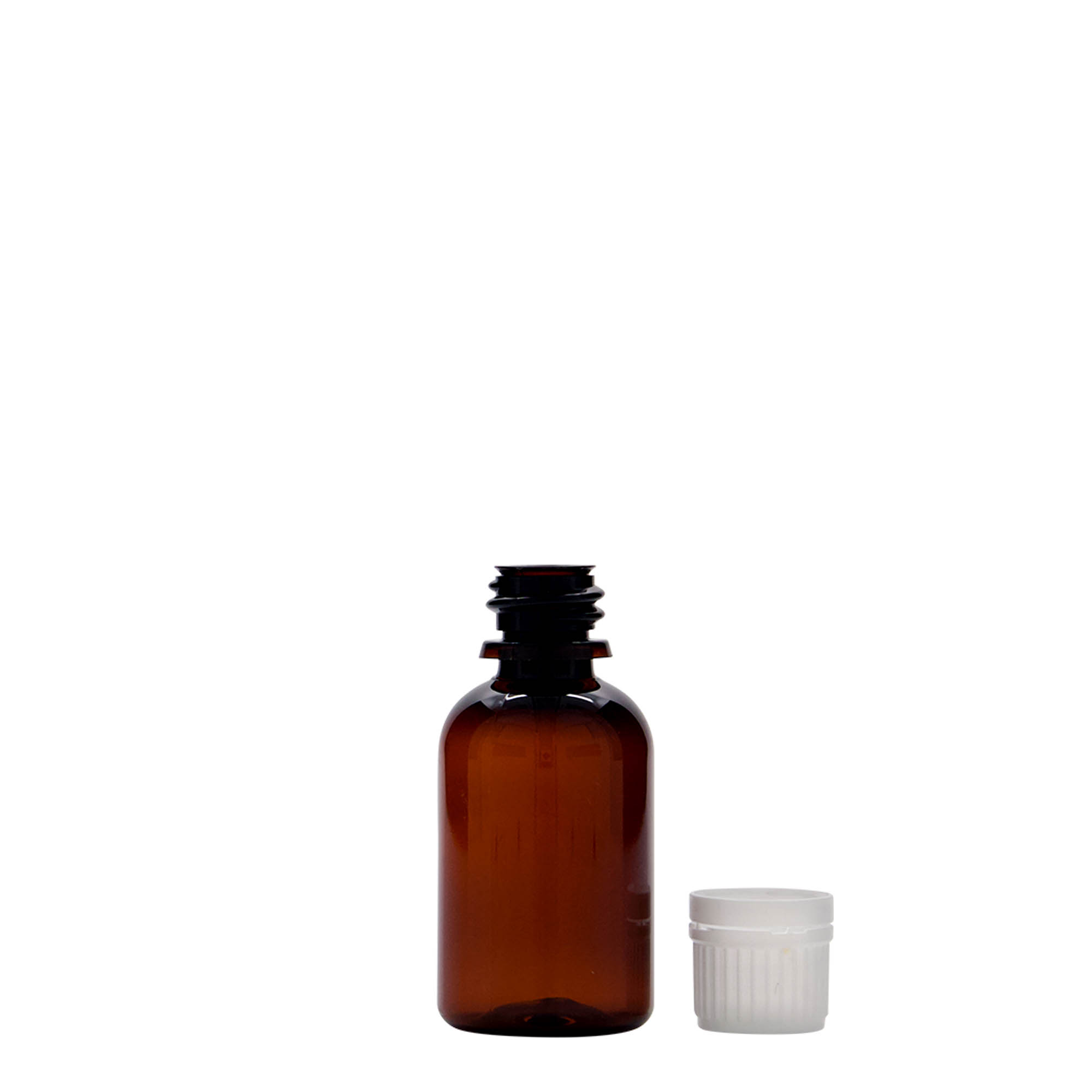 Flacon pharmaceutique en PET 30 ml 'Easy Living', marron, plastique, bouchage: DIN 18