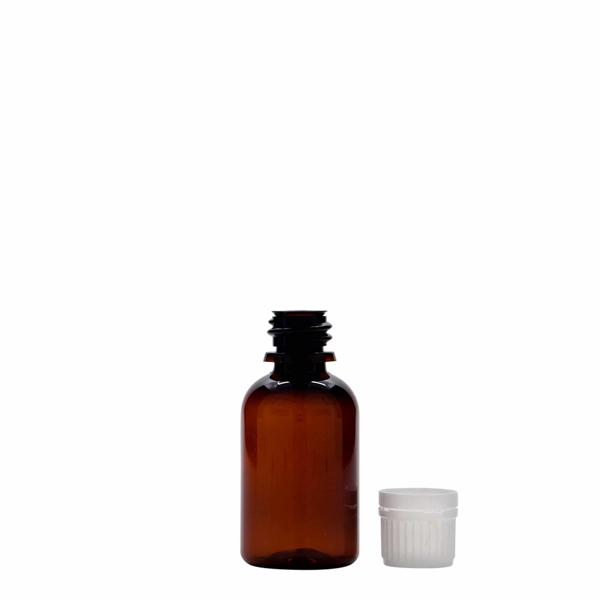 Flacon pharmaceutique en PET 30 ml 'Easy Living', marron, plastique, bouchage: DIN 18