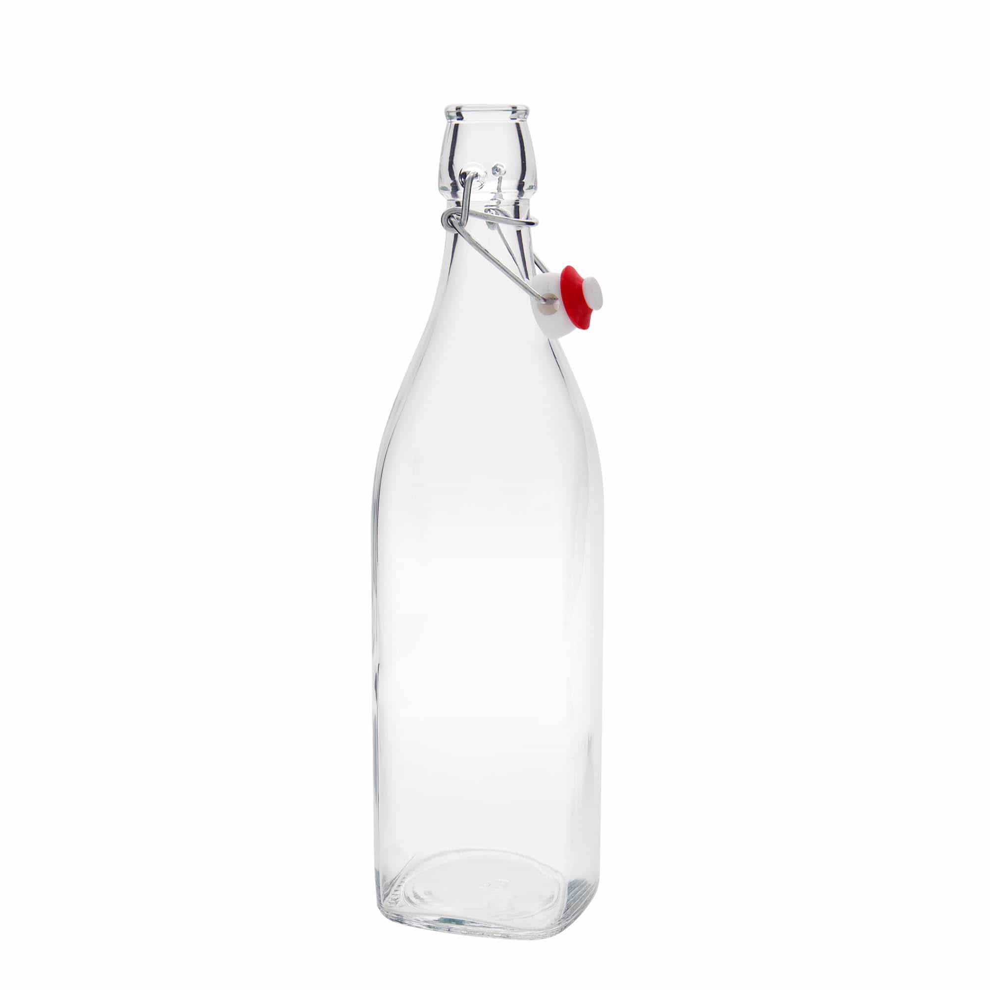 Bouteille en verre 1 000 ml « Swing », carrée, bouchage: bouchon mécanique