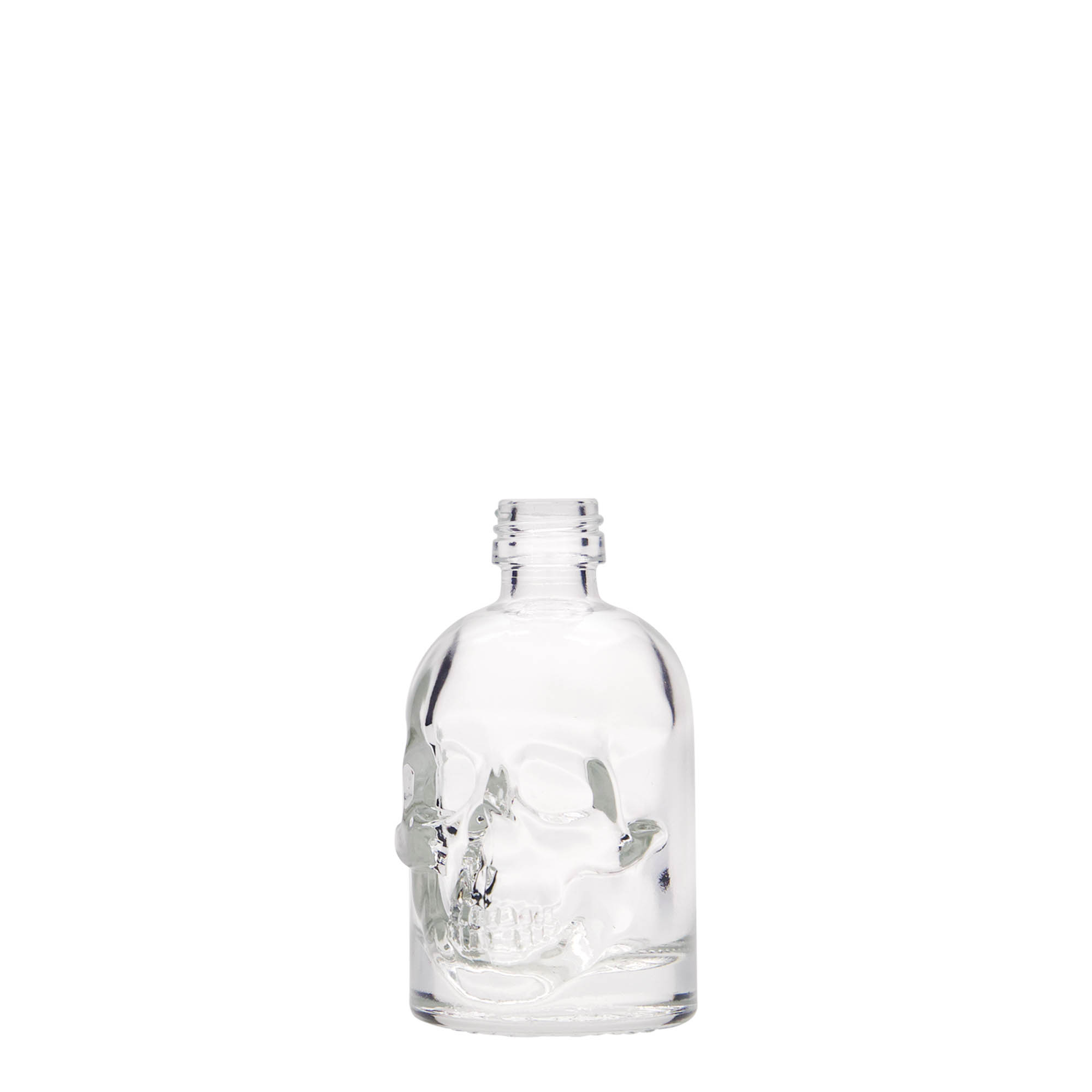 Bouteille en verre 50 ml « Crâne », bouchage: PP 18