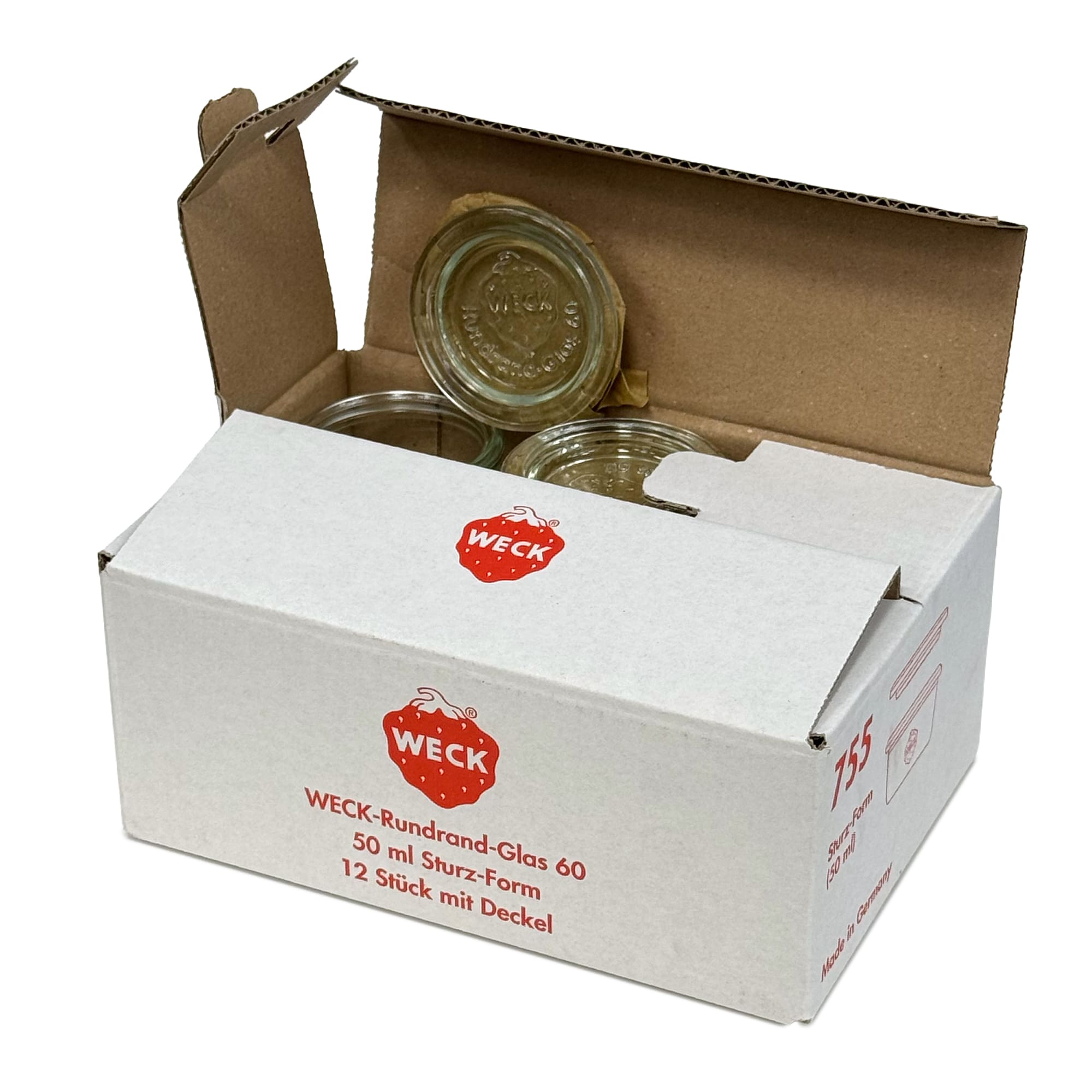 12x 50 ml WECK-stortglas met glazen deksel RR 60