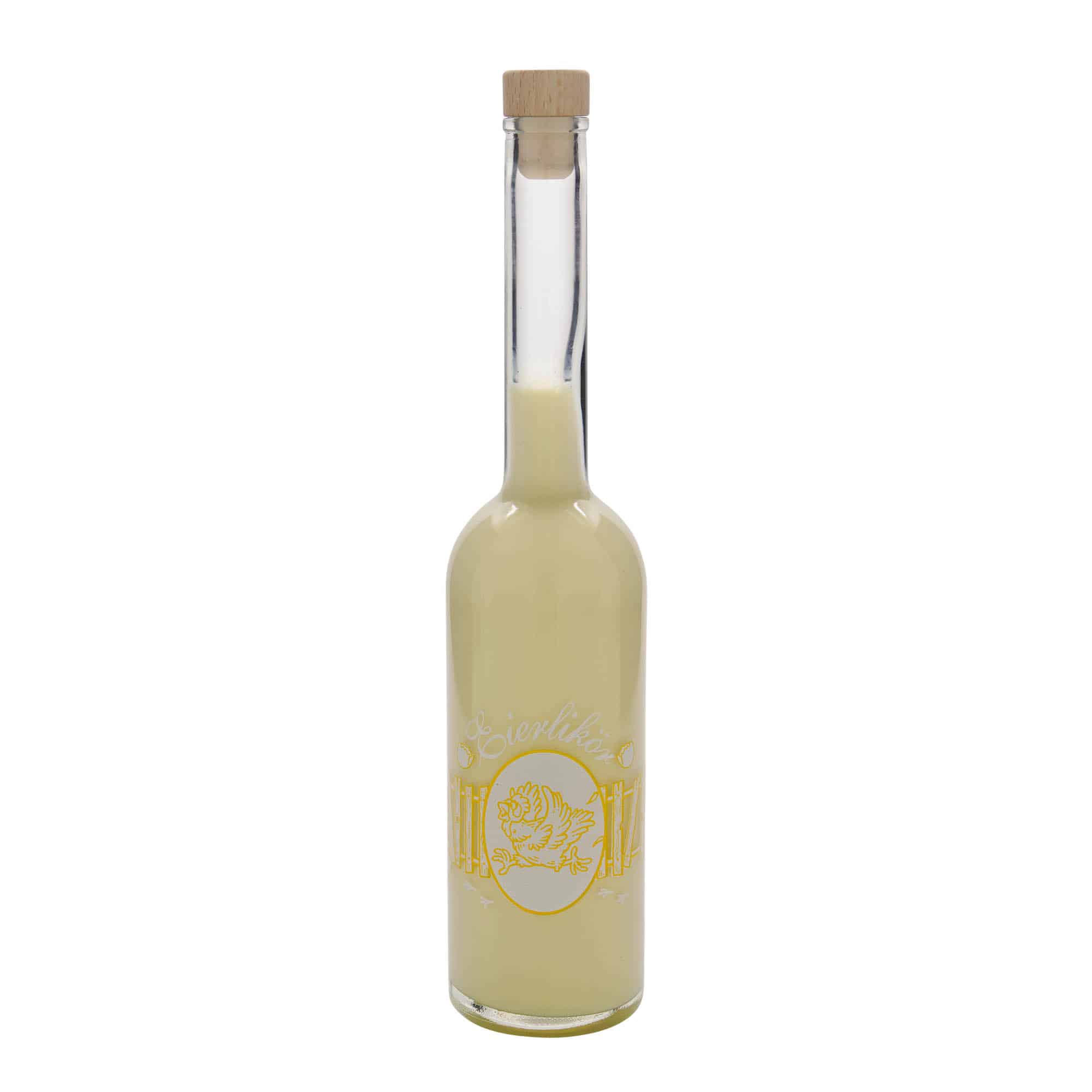 Glazen fles 'Opera', 500 ml, motief: Eierlikeur, monding: kurk