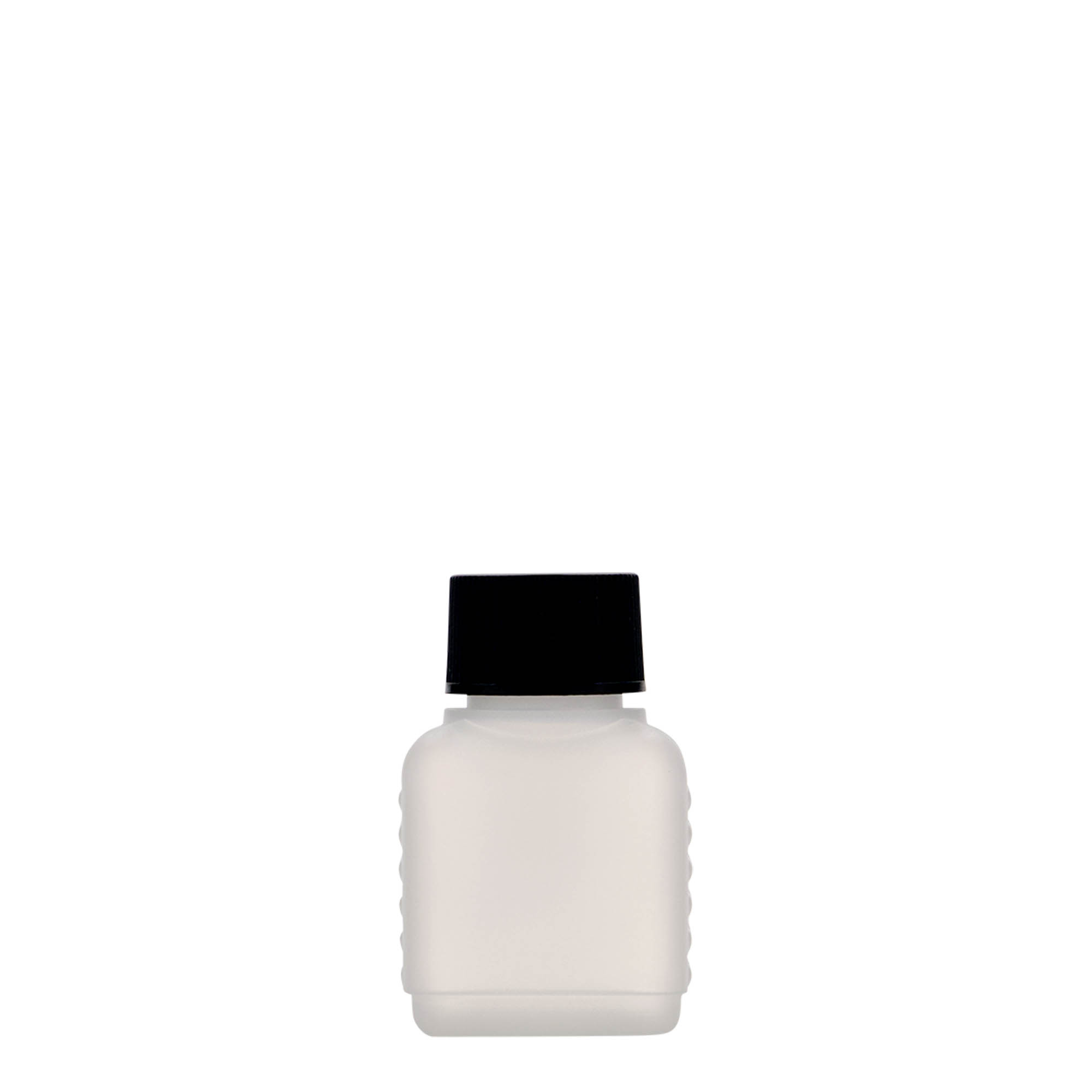 Canisterfles, 50 ml, rechthoekig, HDPE-kunststof, naturel, monding: DIN 25 Canisterfles, 50 ml, rechthoekig, HDPE-kunststof, naturel, monding: DIN 25
