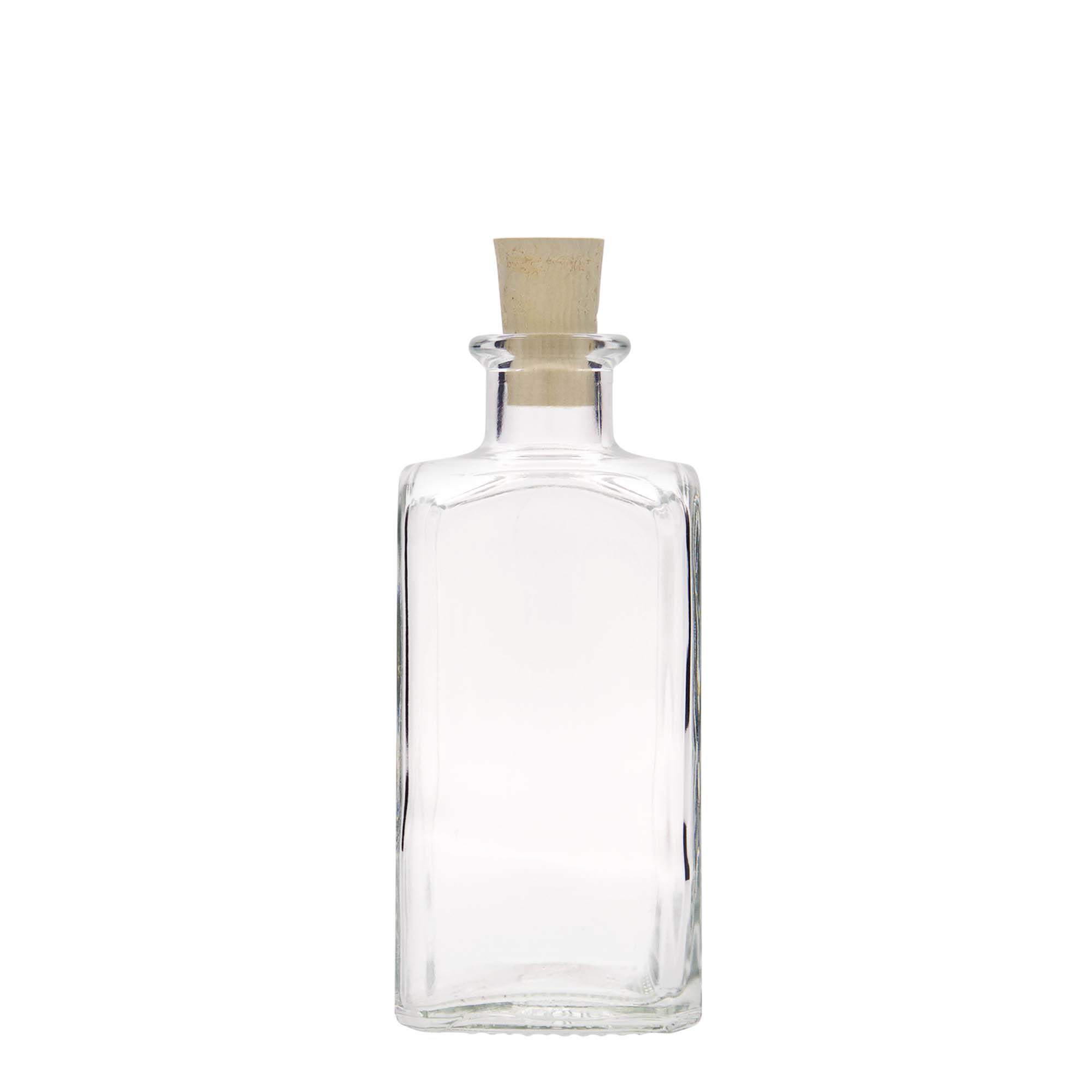 Glazen fles Apotheker carré, 250 ml, vierkant, monding: kurk