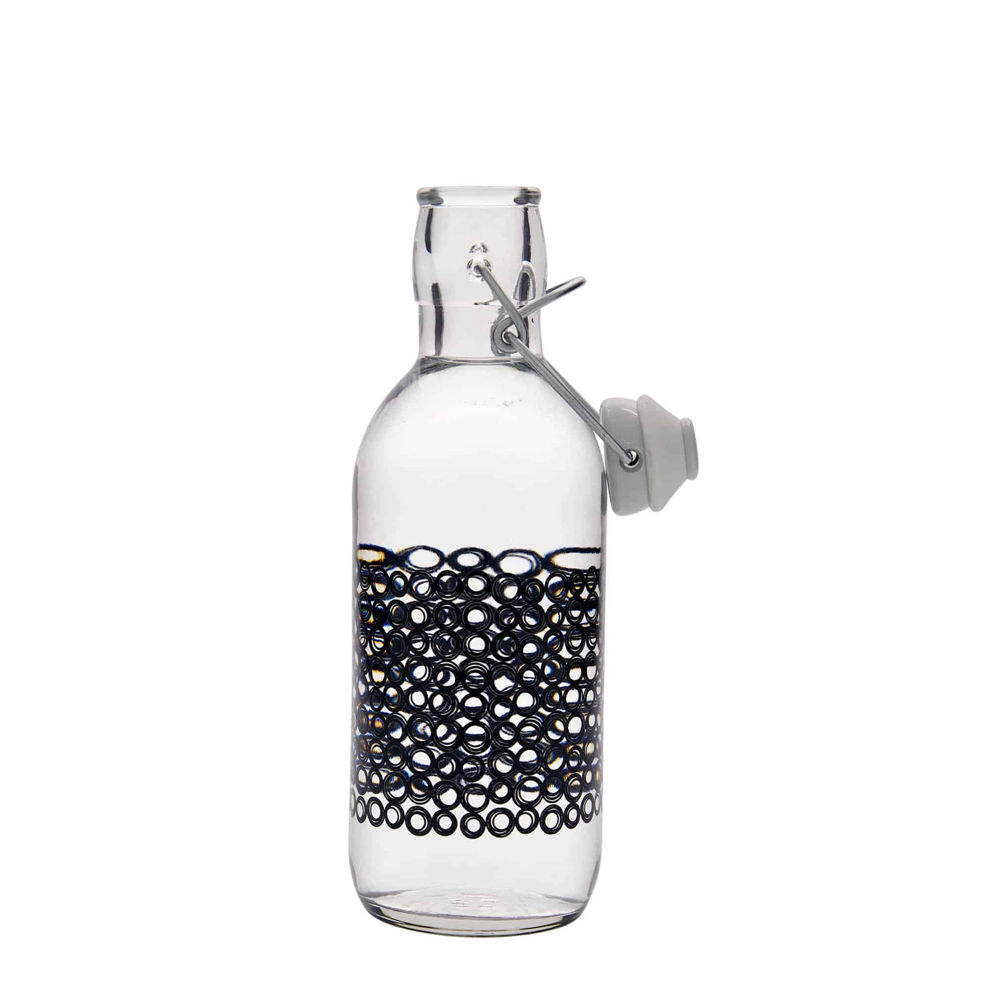 Bouteille en verre 500 ml « Emilia », motif : circola nero, bouchage: bouchon mécanique