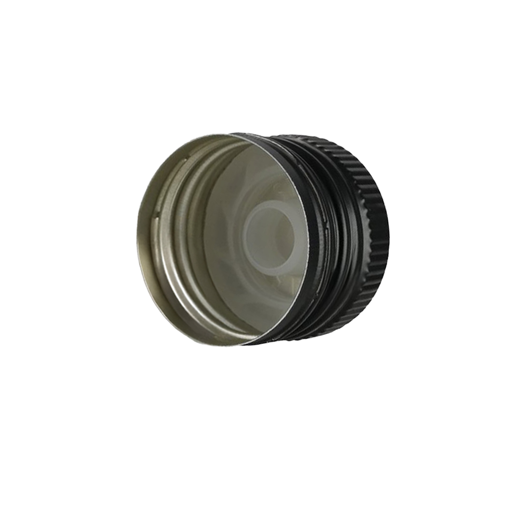 Schroefdop met schenkinzet, metaal-kunststof, zwart, voor opening: PP 31,5