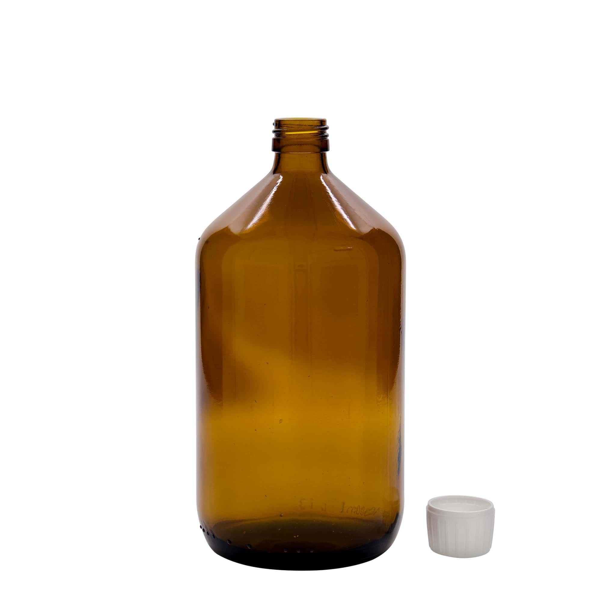Flacon pharmaceutique 1 000 ml, brun, verre, bouchage: PP 28