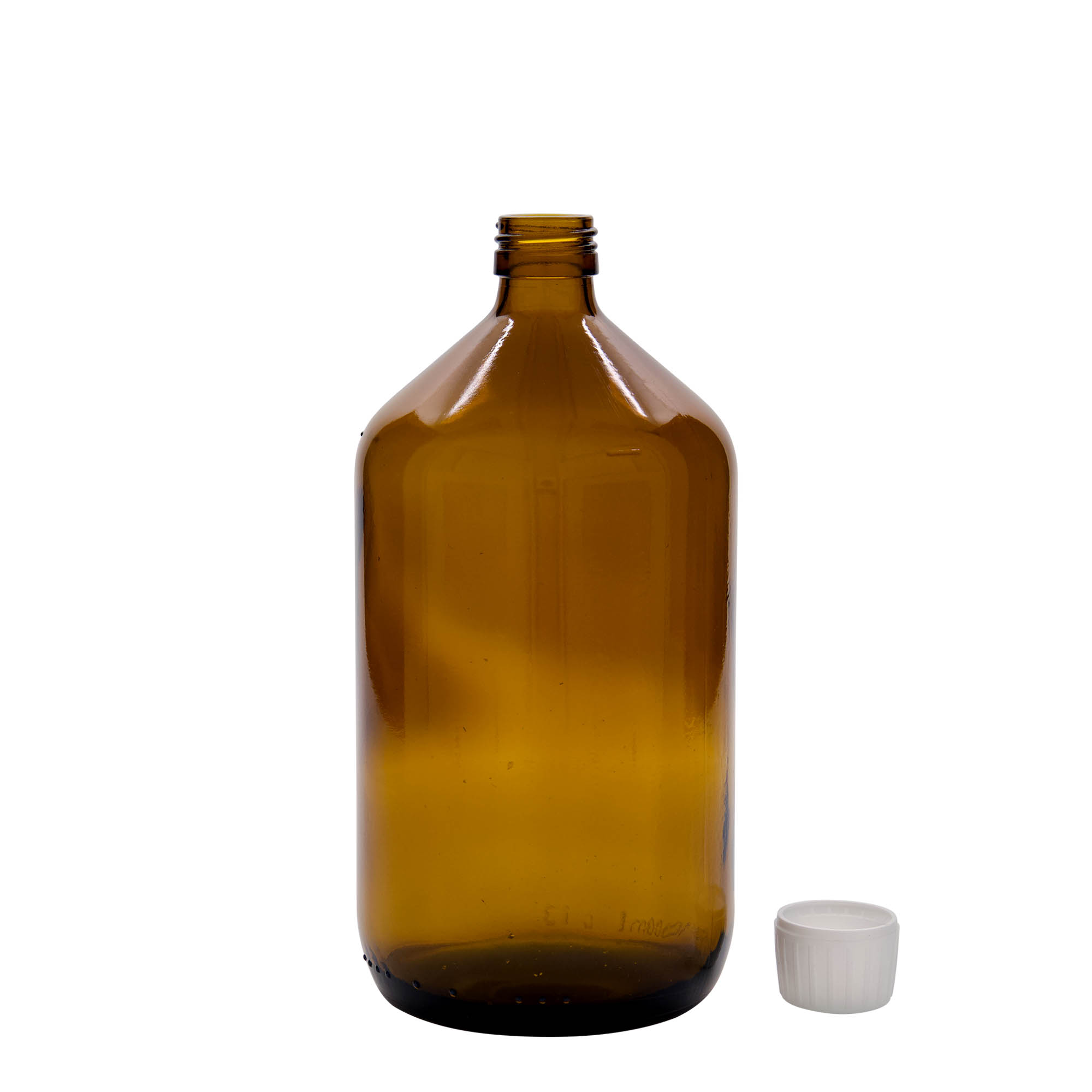 Flacon pharmaceutique 1 000 ml, brun, verre, bouchage: PP 28 Flacon pharmaceutique 1 000 ml, brun, verre, bouchage: PP 28