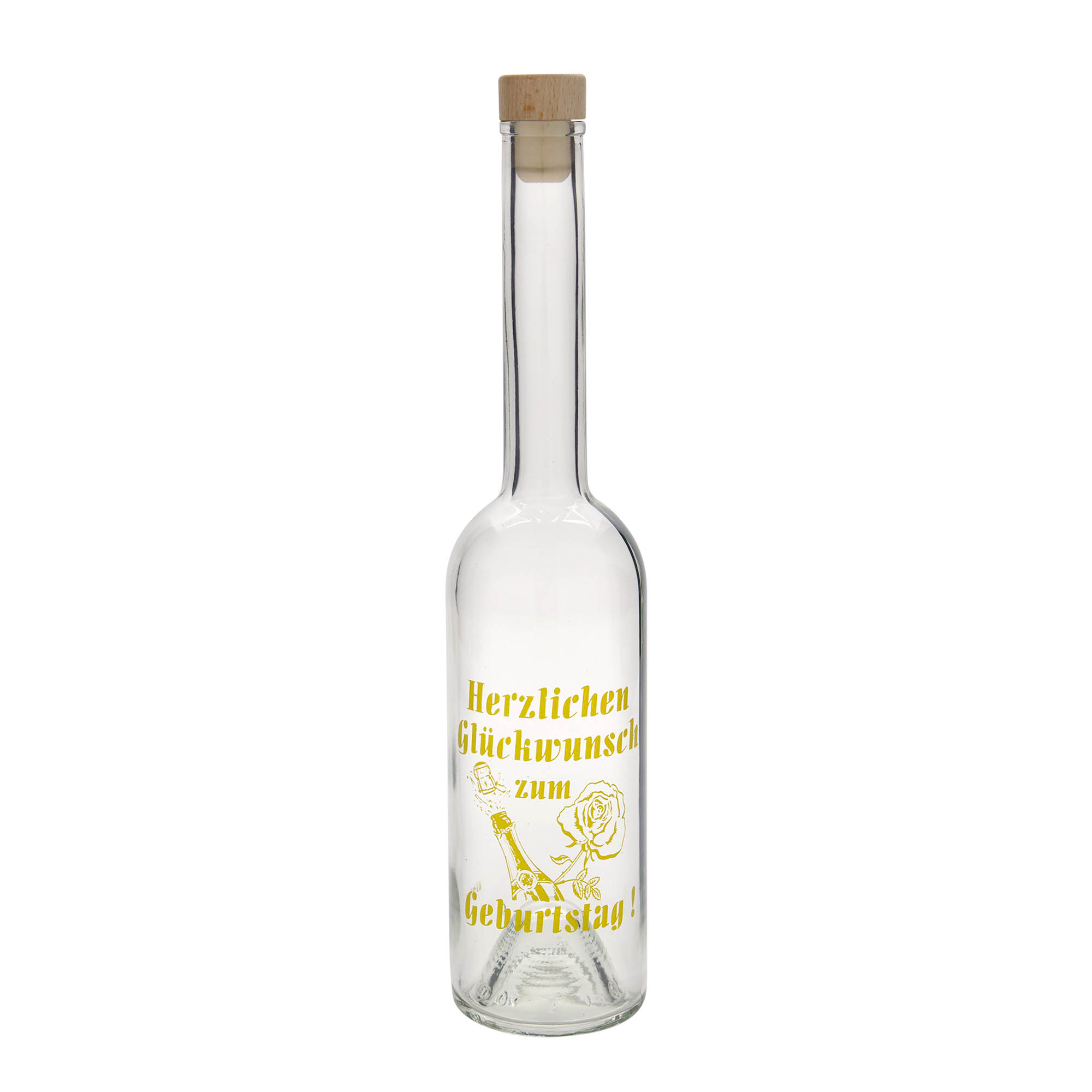 Glazen fles 'Opera', 500 ml, motief: Apple, monding: kurk Glazen fles 'Opera', 500 ml, motief: Apple, monding: kurk