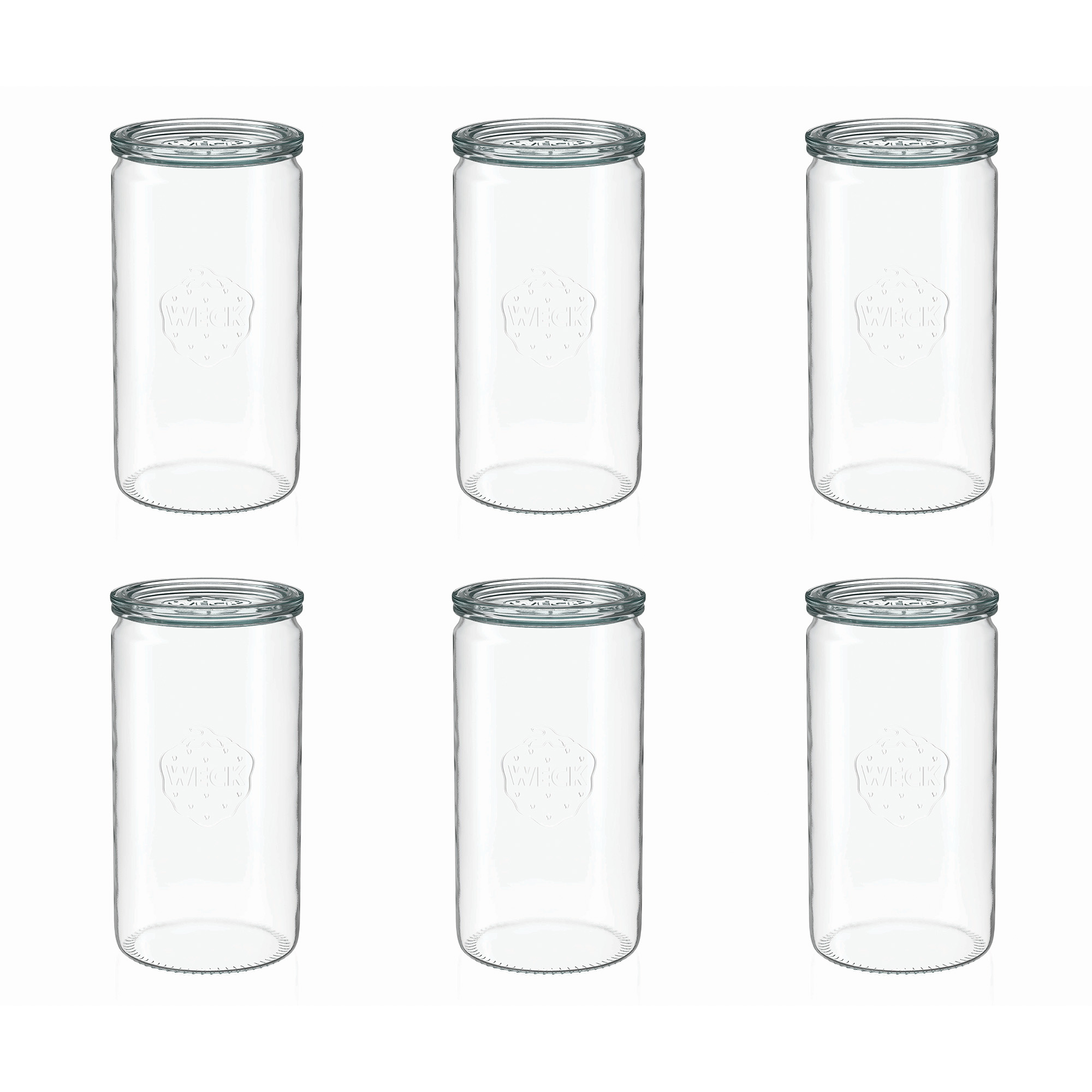 6x 1575 ml WECK-cilinderglas met glazen deksel RR 100