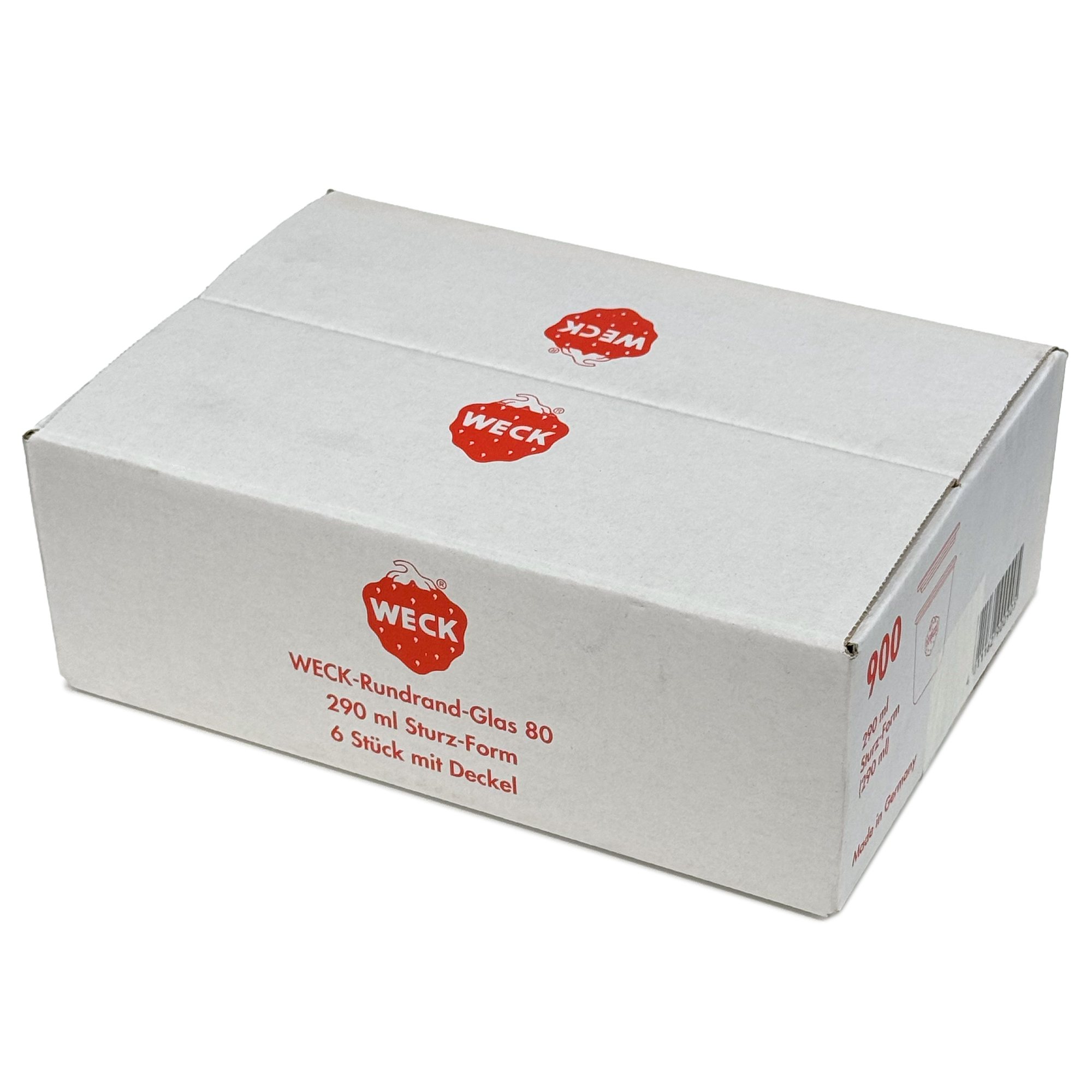 6x 290 ml bocal WECK à renversement haut avec couvercle en verre RR 80