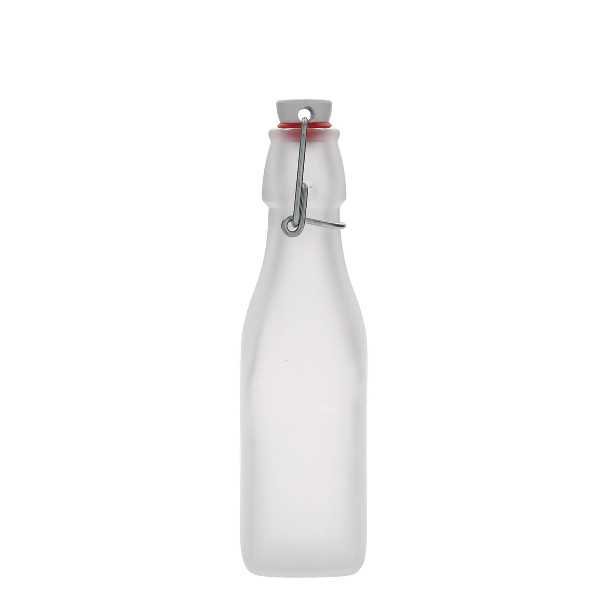 Glazen fles 'Swing', 250 ml, vierkant, wit, monding: beugelsluiting
