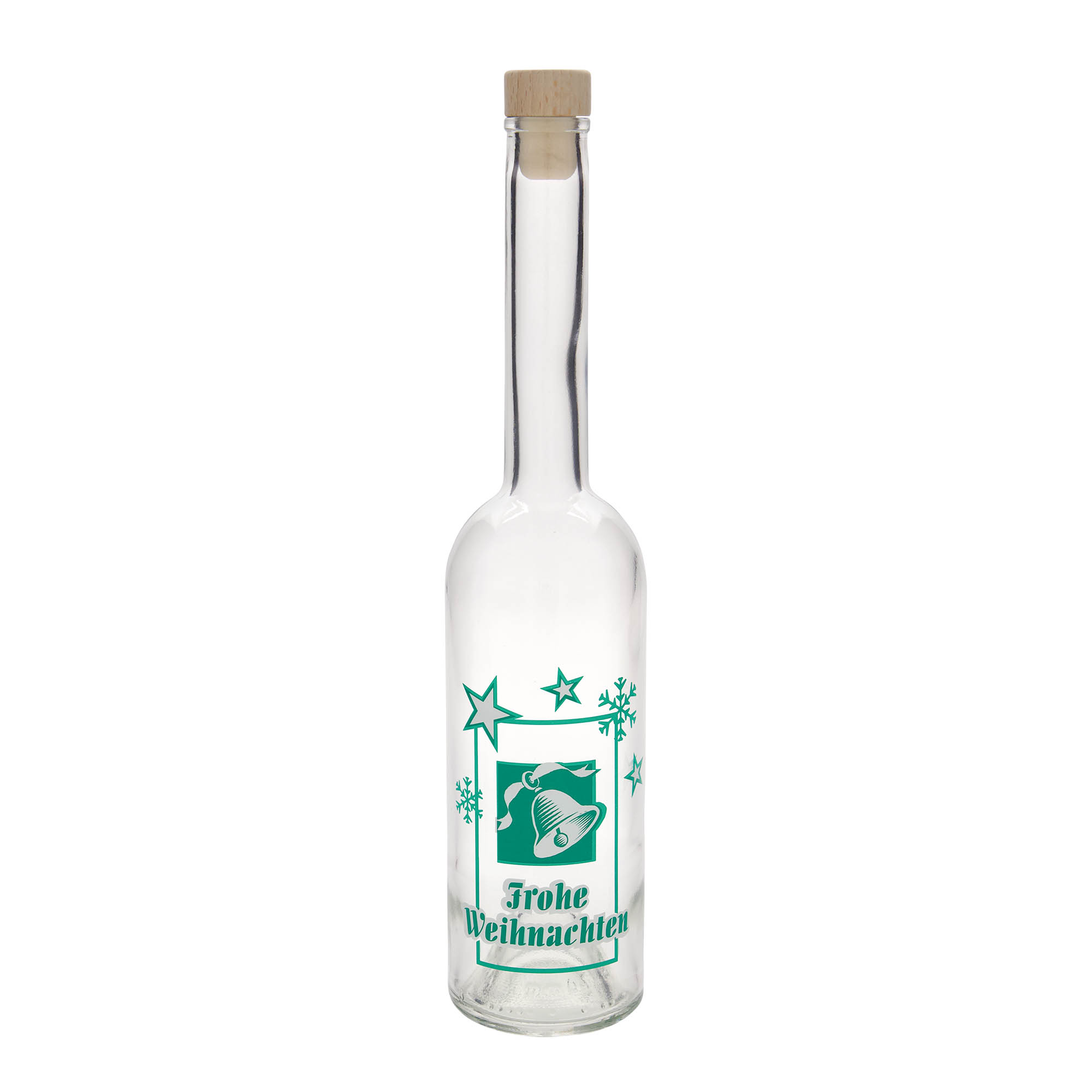 Glazen fles 'Opera', 500 ml, motief: Vrolijk kerstfeest, monding: kurk Glazen fles 'Opera', 500 ml, motief: Vrolijk kerstfeest, monding: kurk