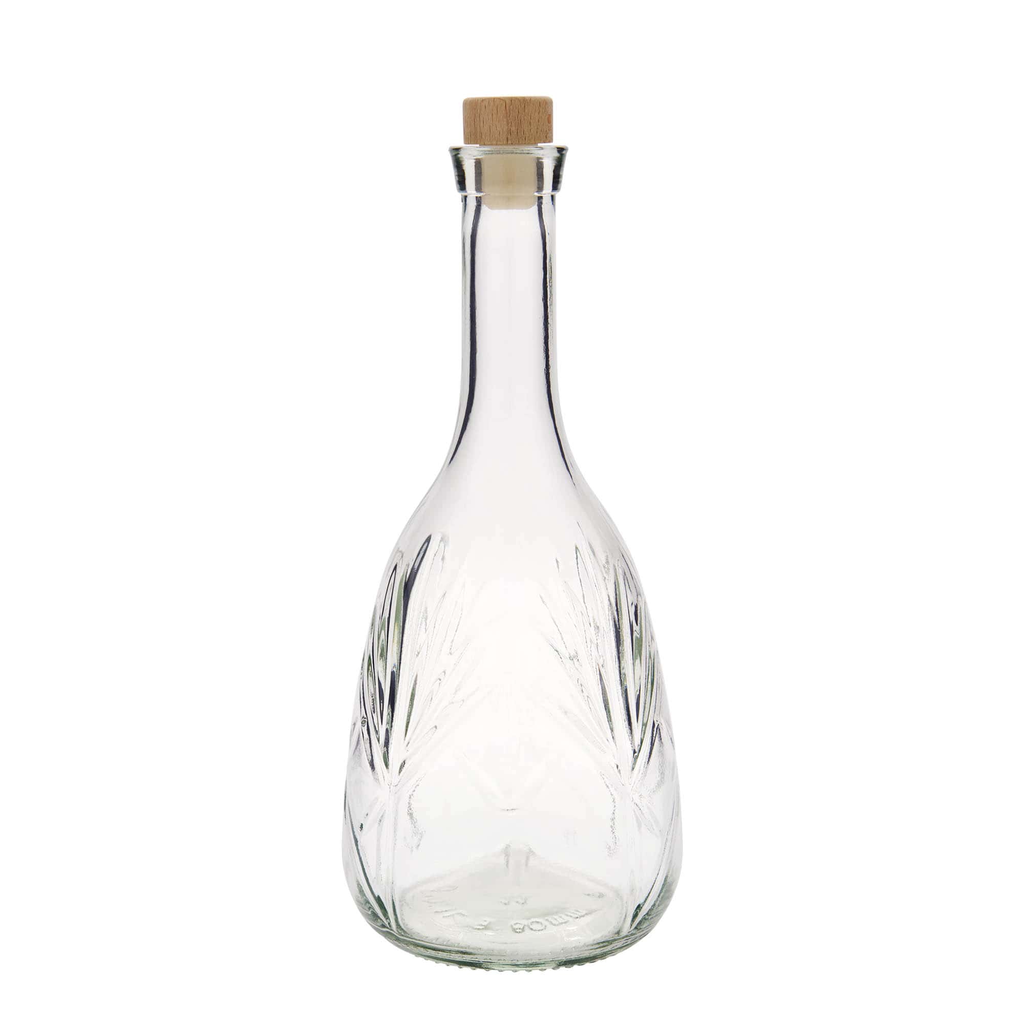 Glazen fles 'Reliefa', 1000 ml, monding: kurk