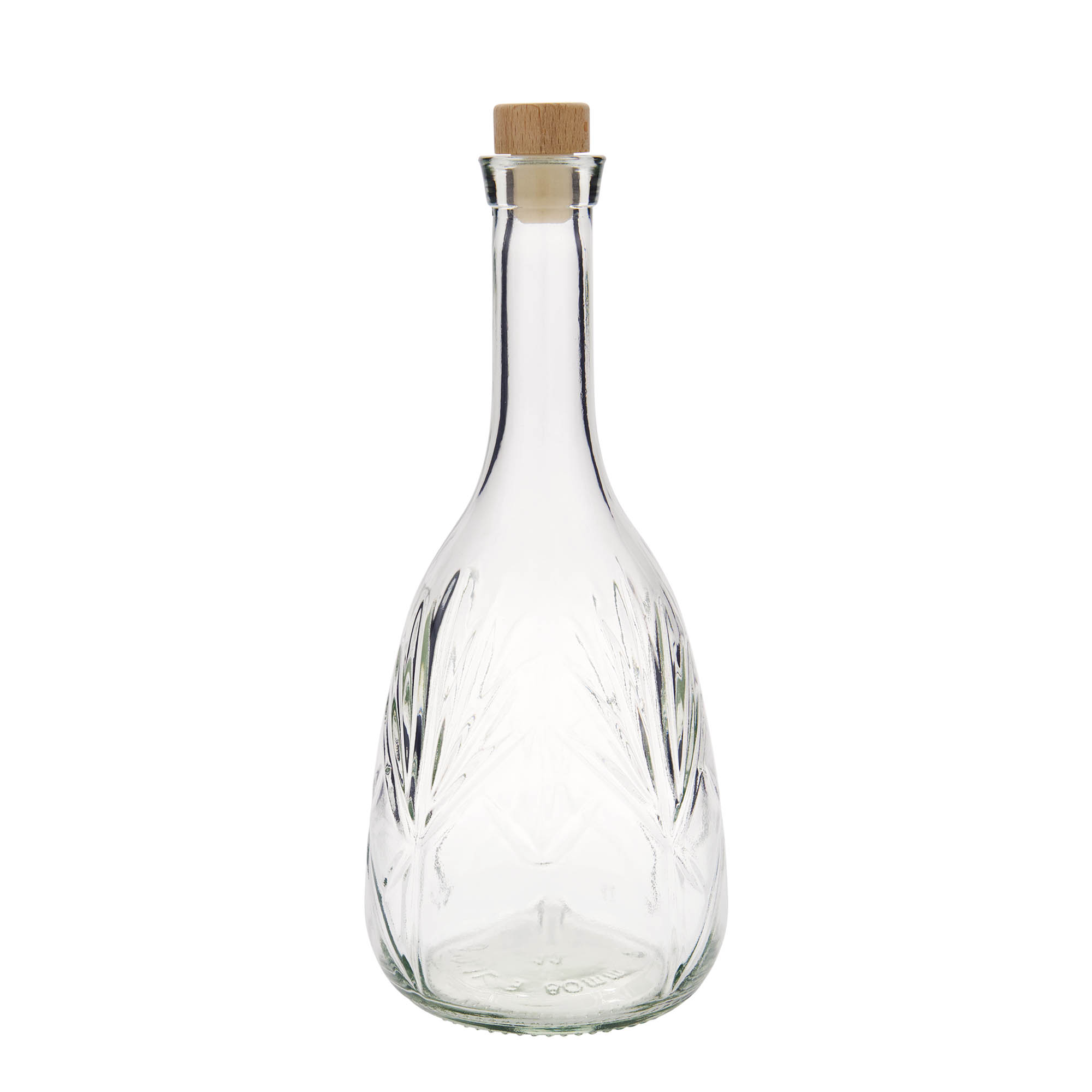 Glazen fles 'Reliefa', 1000 ml, monding: kurk Glazen fles 'Reliefa', 1000 ml, monding: kurk