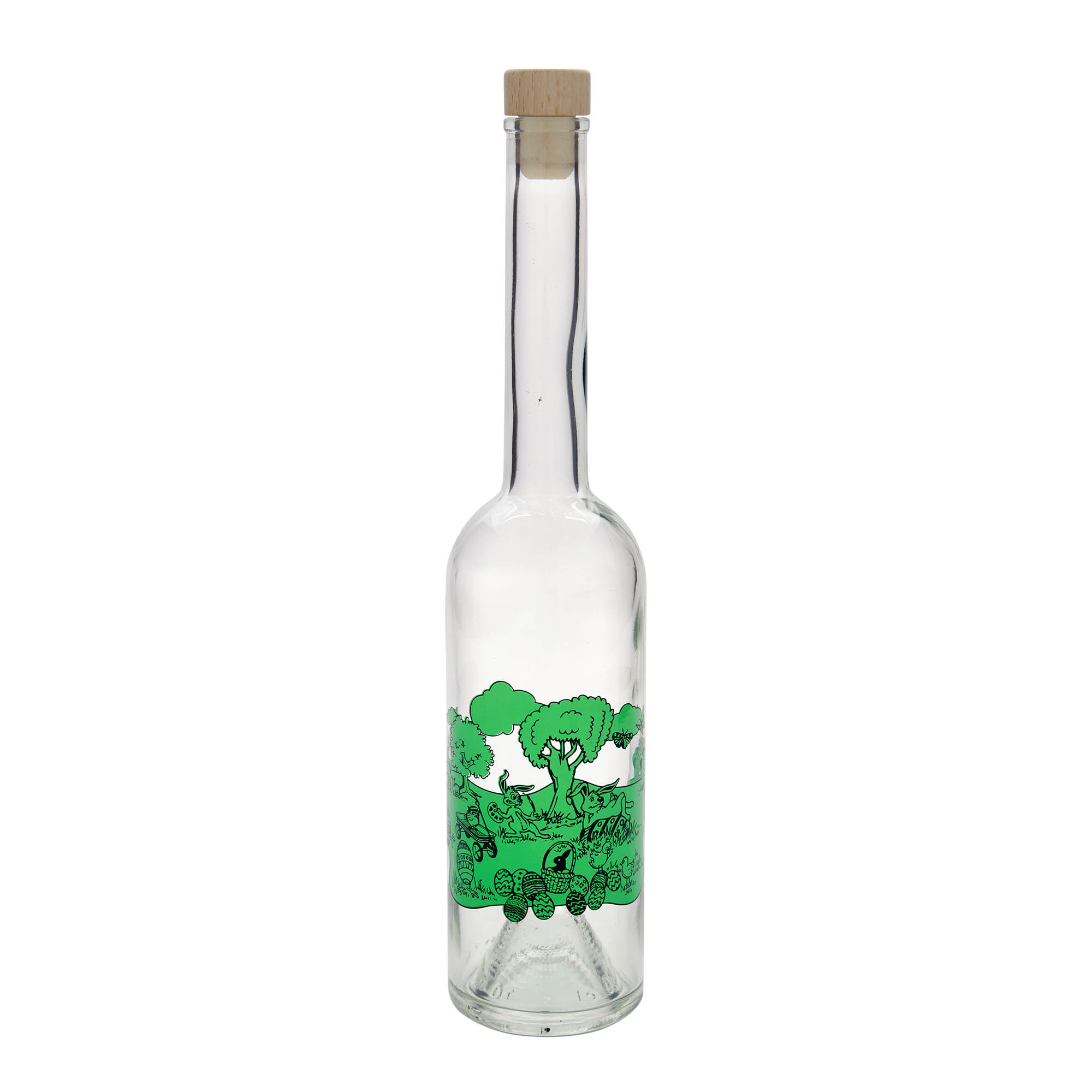Bouteille en verre 500 ml 'Opera', motif : joyeuses Pâques, bouchage: bouchon Bouteille en verre 500 ml 'Opera', motif : joyeuses Pâques, bouchage: bouchon