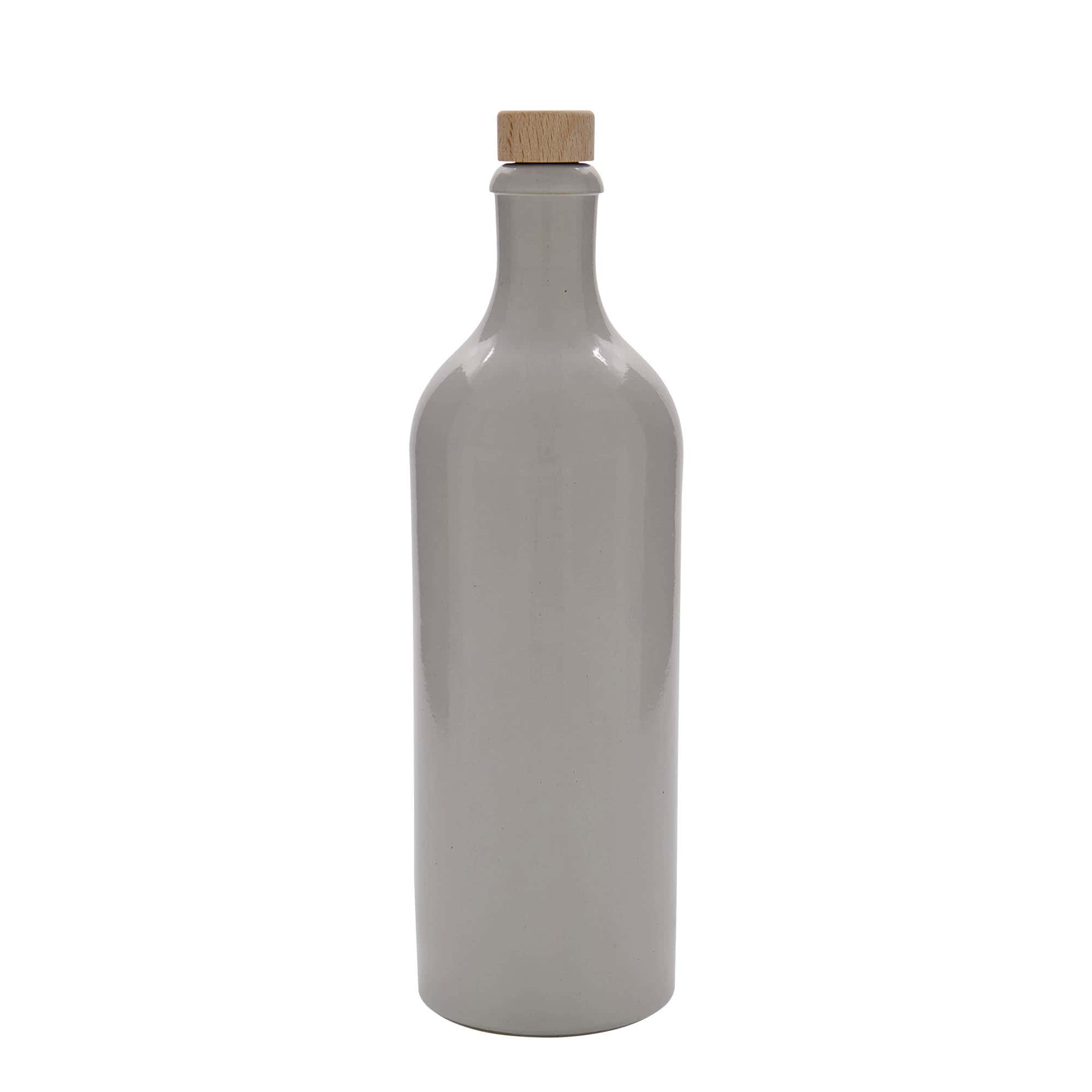 Chope en terre cuite 750 ml, grès, blanc, bouchage: bouchon