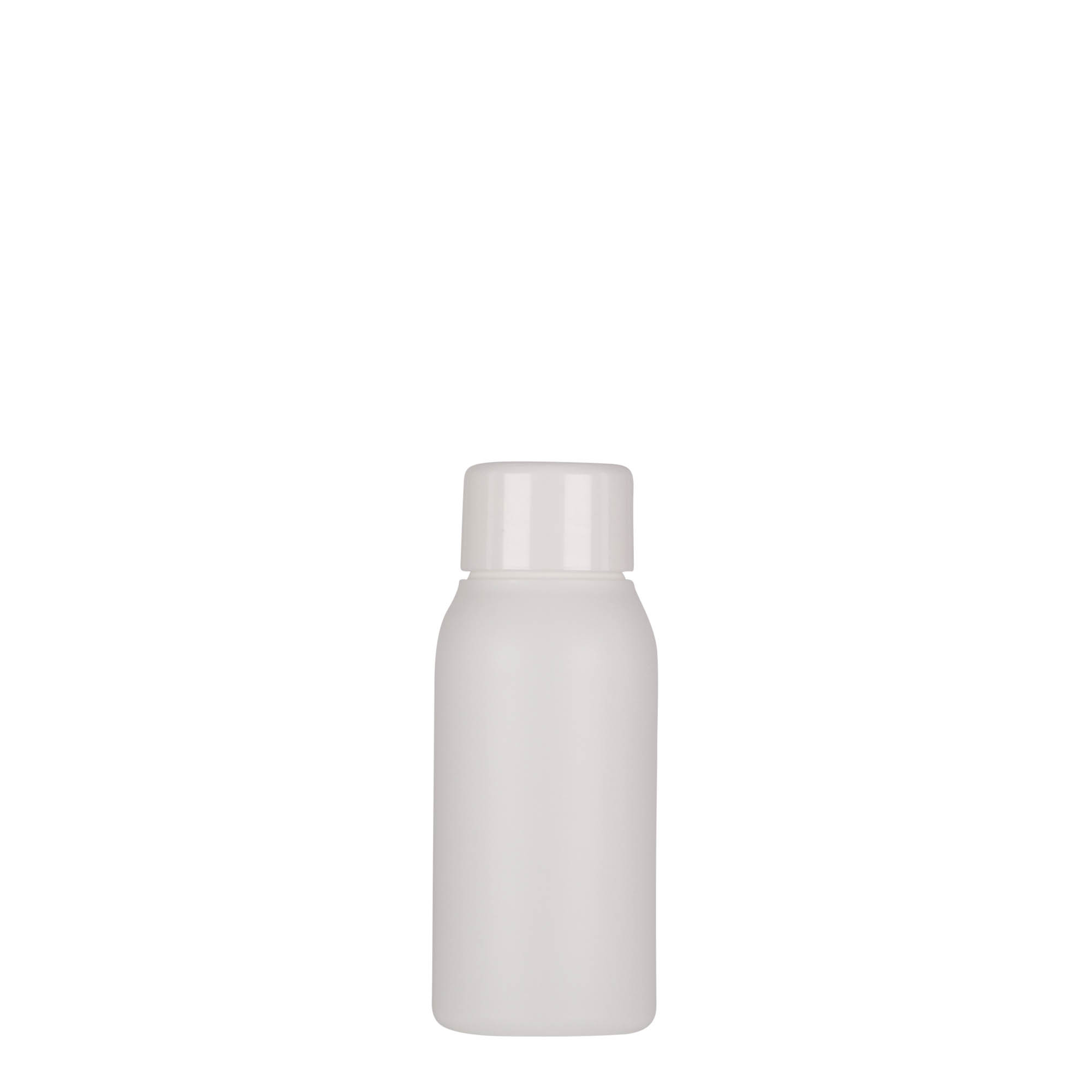 Plastic fles 'Tuffy', 50 ml, HDPE, wit, monding: 24/410