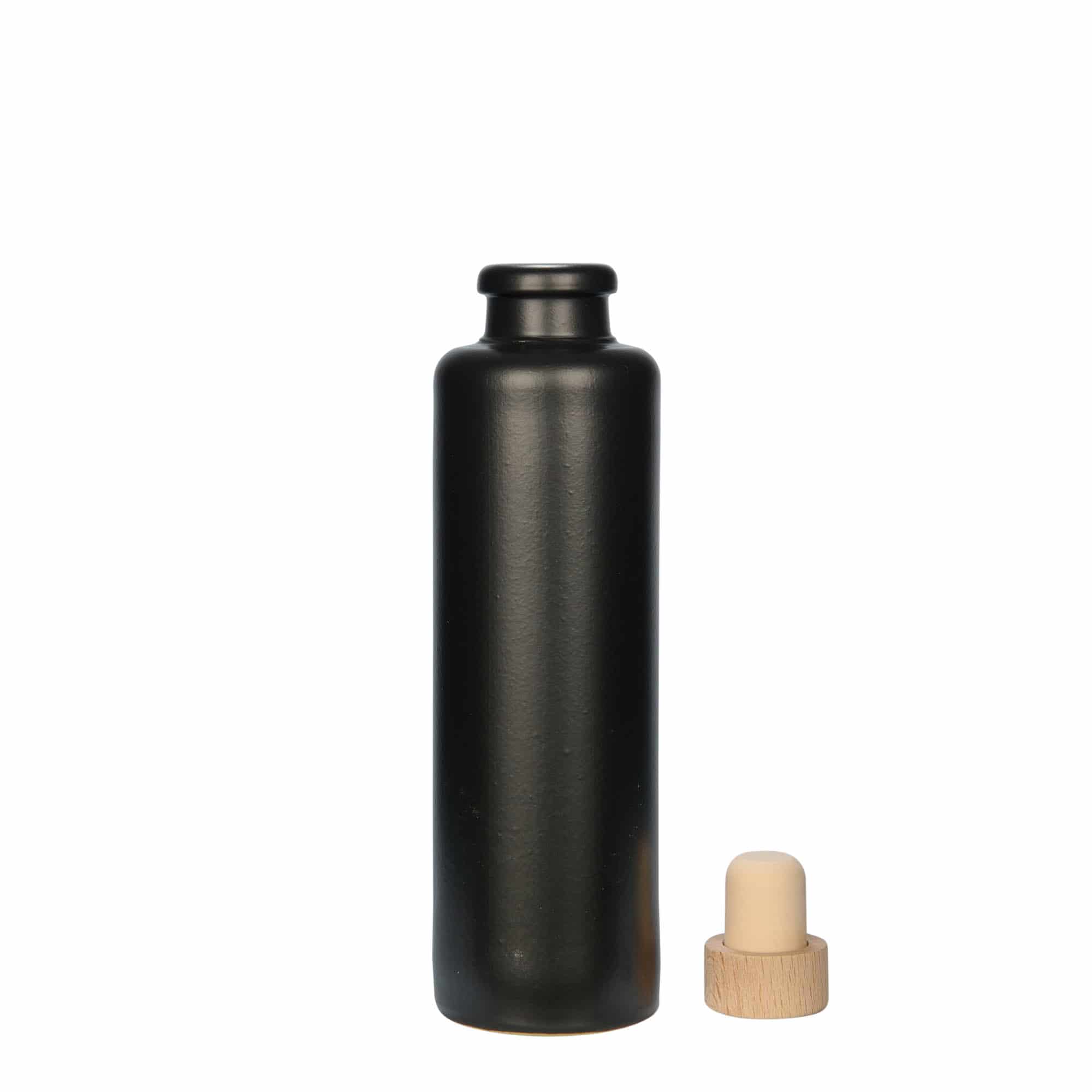 Chope en terre cuite 200 ml, grès, noir, bouchage: bouchon
